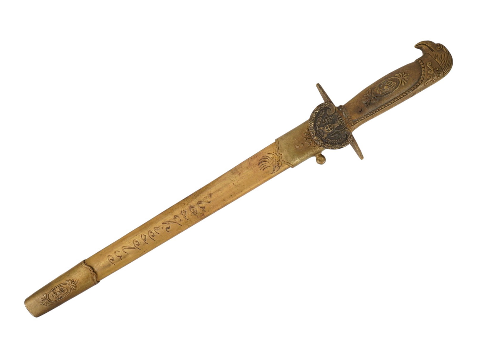 ANTIQUE EAGLE HEAD POMMEL DAGGER WITH SCABBARD - 4