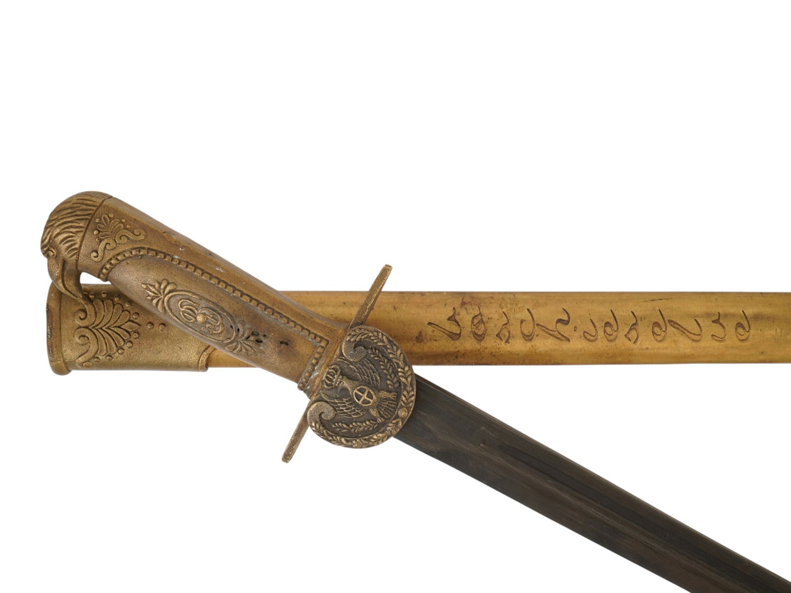 ANTIQUE EAGLE HEAD POMMEL DAGGER WITH SCABBARD - 7