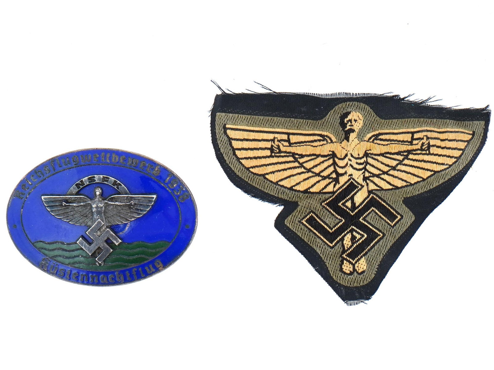 PRE WWII GERMAN THIRD REICH NSFK PATCH AND BADGE (1 of 2)