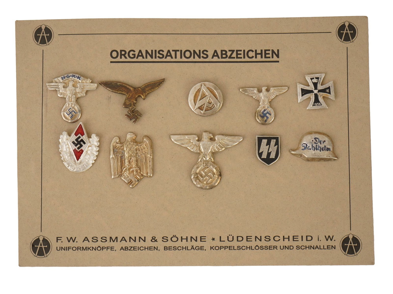 CARD WITH TEN GERMAN WWII MODEL STICK PINS (1 of 5)