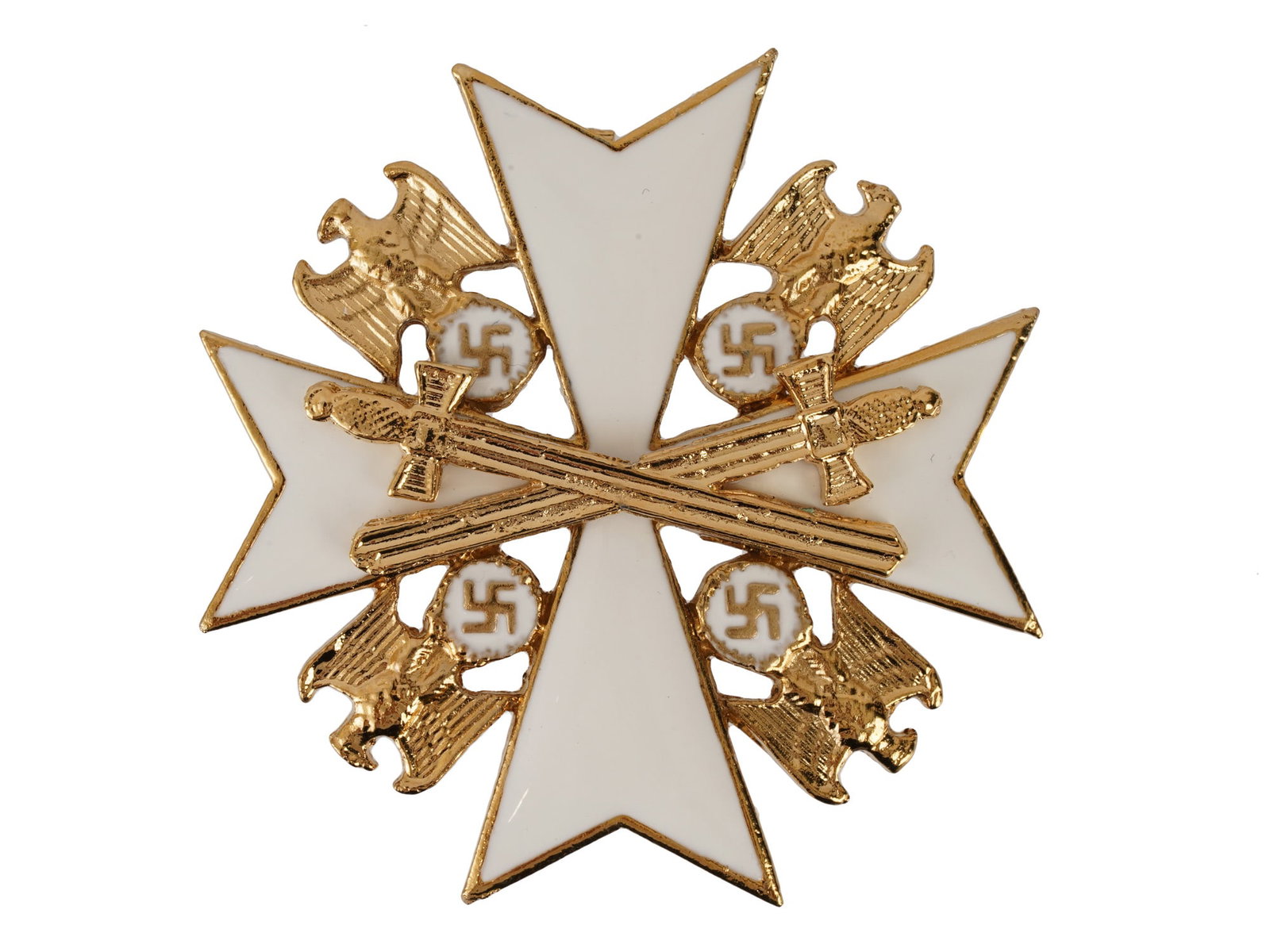 WWII MODEL ORDER OF THE GERMAN EAGLE WITH SWORDS: A WWII model Nazi German military decoration, Order of the German Eagle with Swords, Verdienstorden vom Deutschen Adler mit Schwertern. Primarily awarded to foreign diplomats and military leaders, the