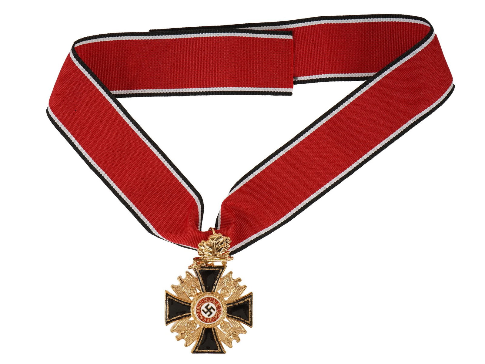 MODEL OF WWII GERMAN ORDER NSDAP SECOND CLASS: A model of World War II insignia, the German Order or Deutscher Orden, the highest award of the Nazi Party, the second rarest award of Nazi Germany after the National Prize for Art and Science. Second