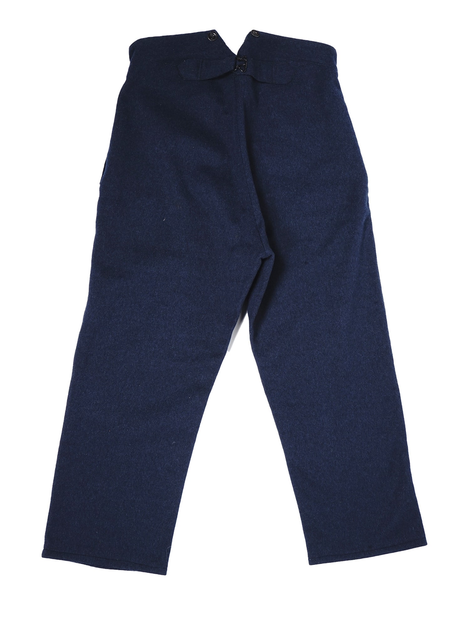 A DUTCH WWI BLUE WOOL PTT UNIFORM TROUSERS: A blue uniform trousers made of wool. Stamped PTT inside to the back. PTT was a company previously responsible for all mail in the Netherlands. The stamp is dated 1924. THIS LOT IS ELIGIBLE FOR A 30-D