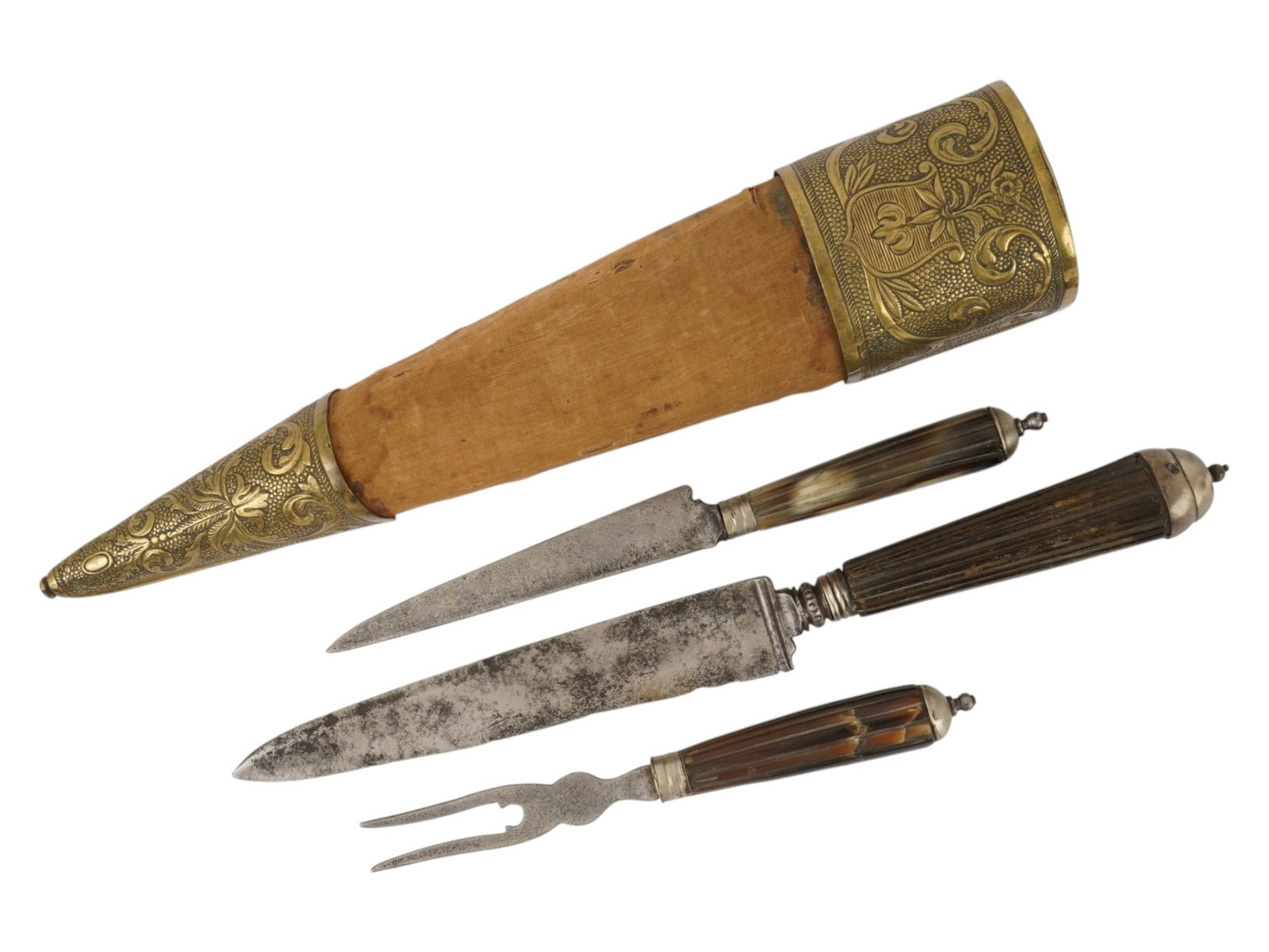 ANTIQUE EUROPEAN HUNTING SET WITH EATING UTENSILS (1 of 7)