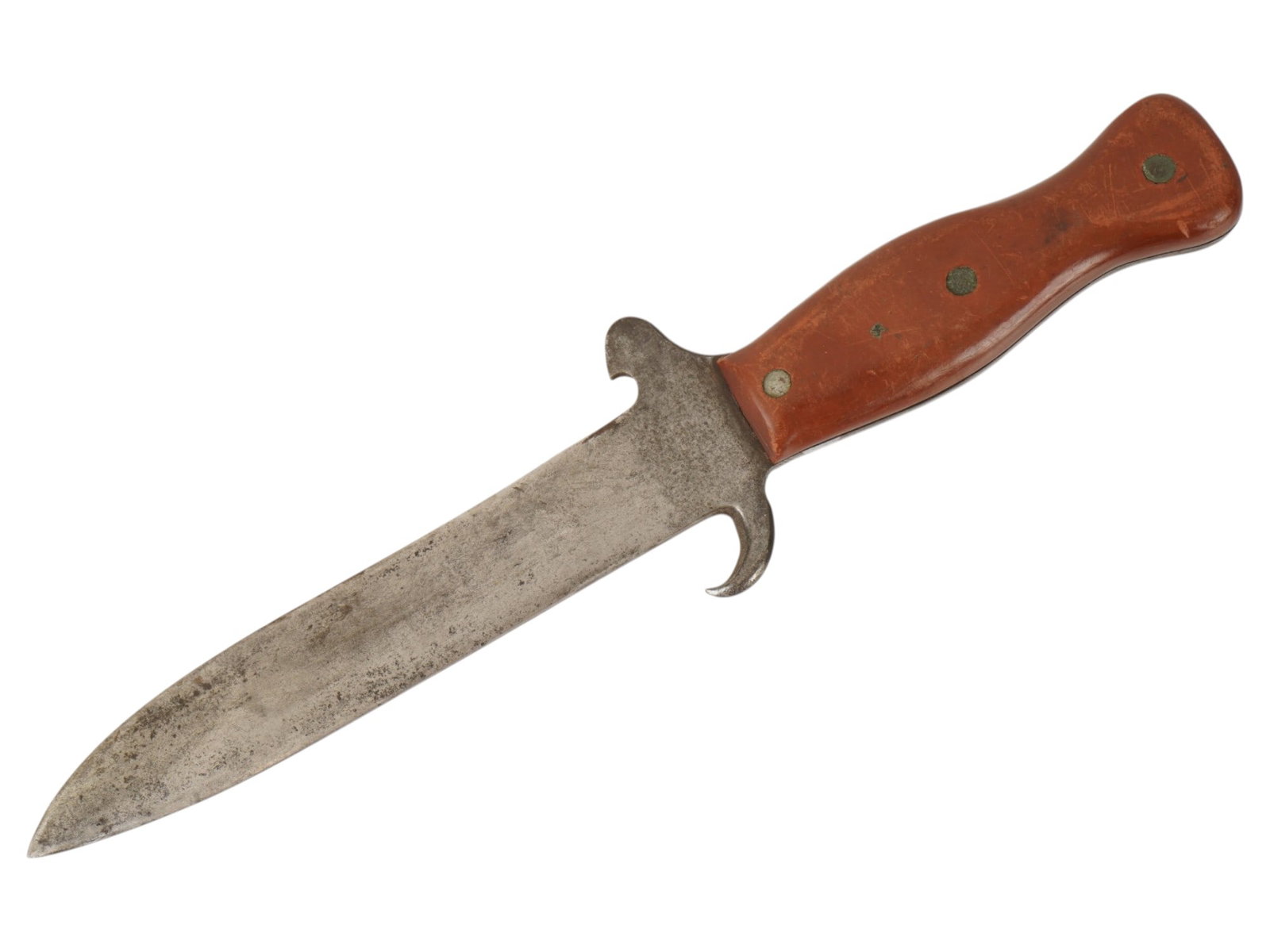 EUROPEAN TRENCH KNIFE W WOOD HANDLE MARKED (1 of 7)