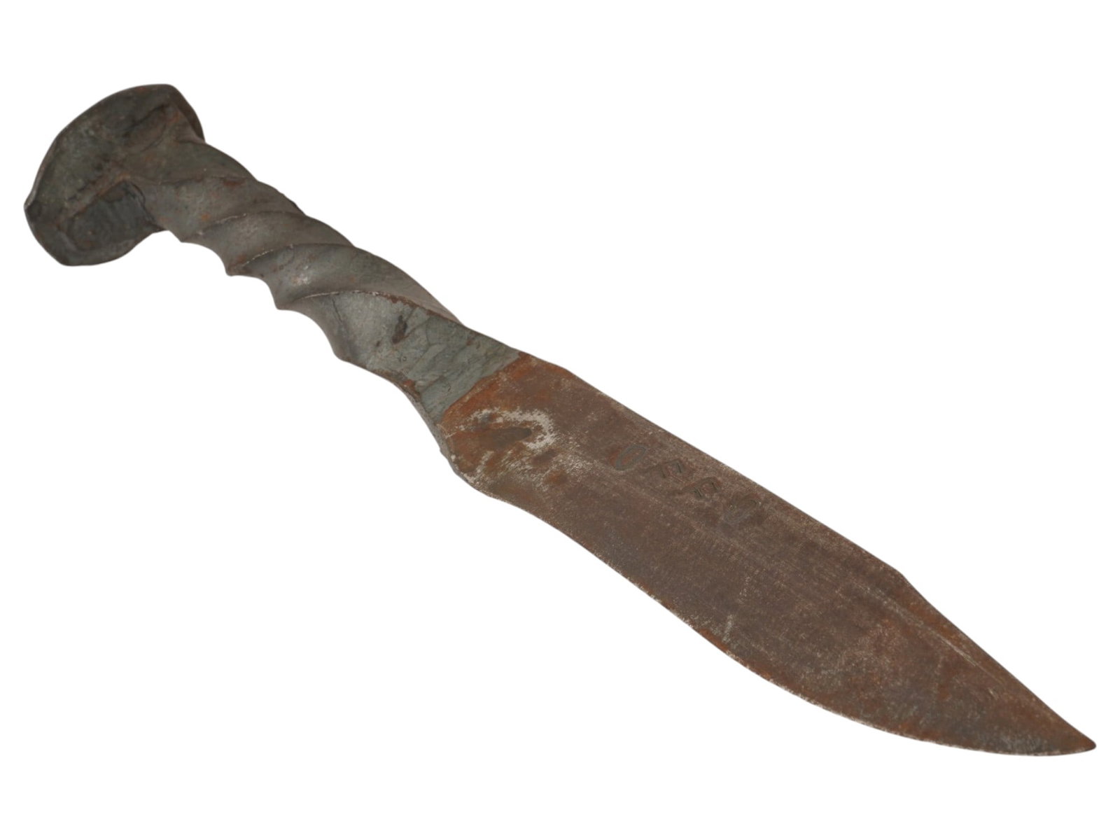 VINTAGE KNIFE HAND FORGED FROM RAILROAD SPIKE MARKED (1 of 6)