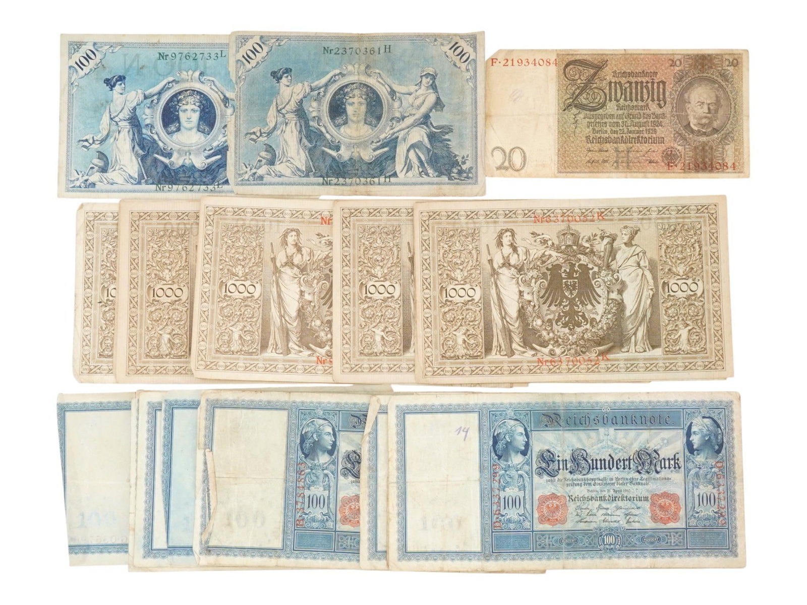 ANTIQUE AND VINTAGE GERMAN PAPER MONEY BANKNOTES (1 of 4)