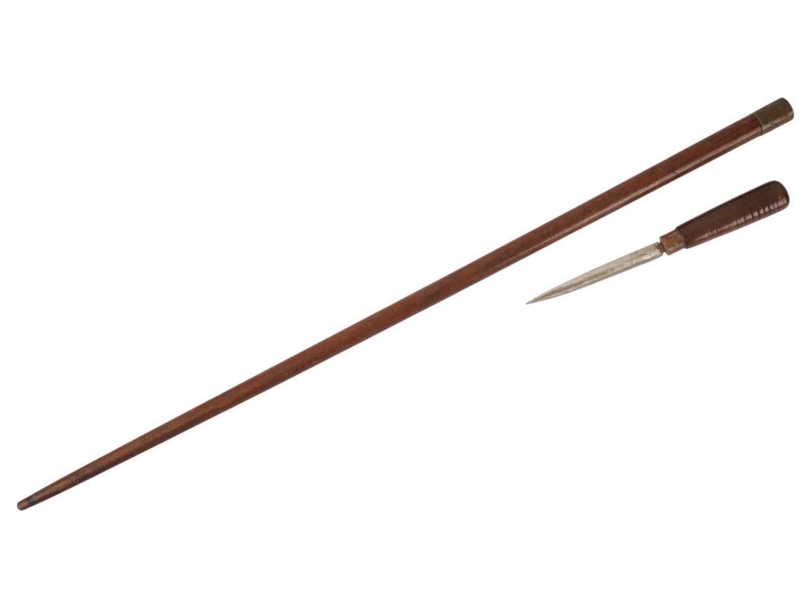 ANTIQUE CARVED WOOD WALKING SWORD CANE (1 of 8)