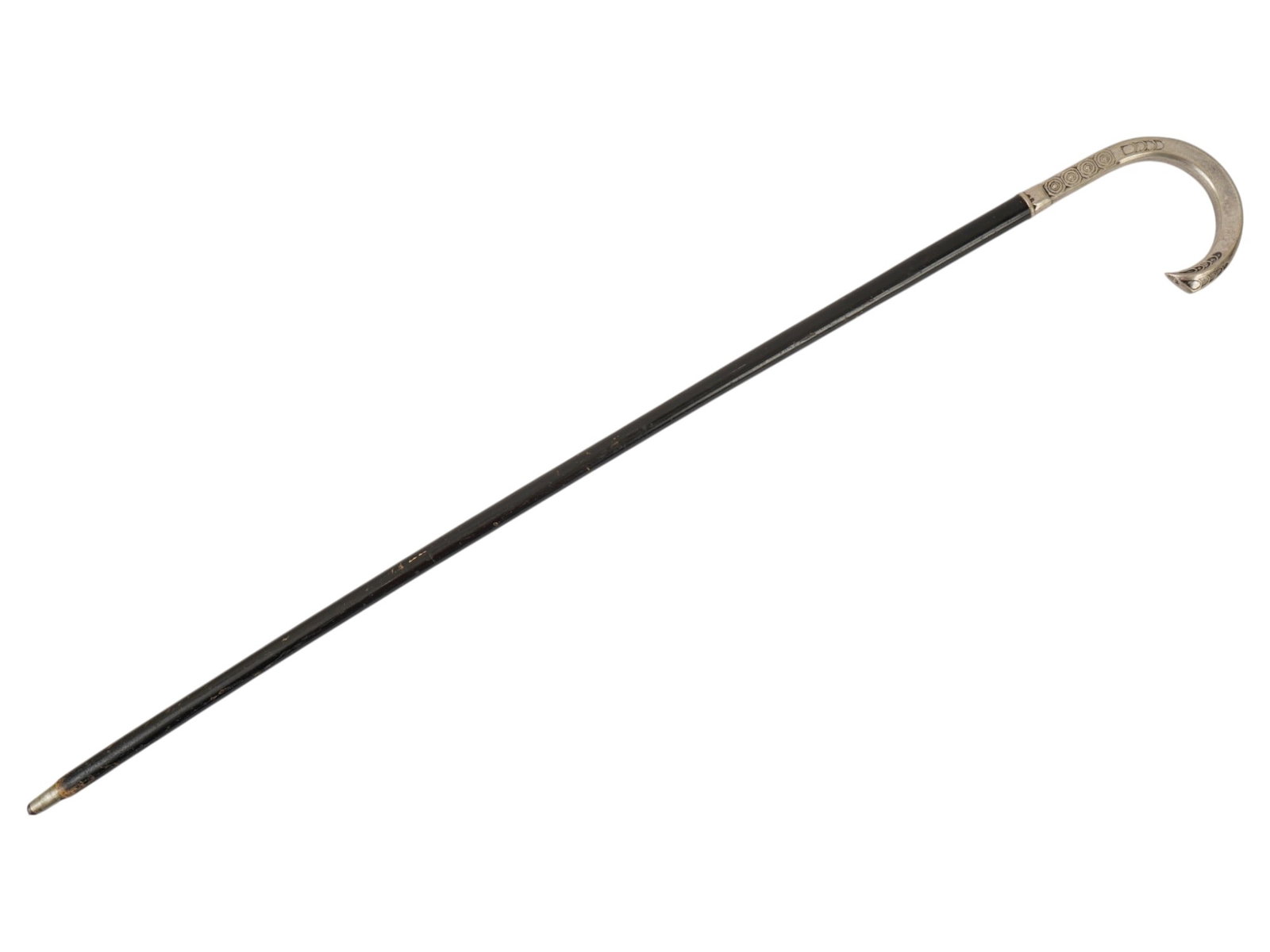 ANTIQUE WALKING CANE WITH SILVER HANDLE 1910 (1 of 9)