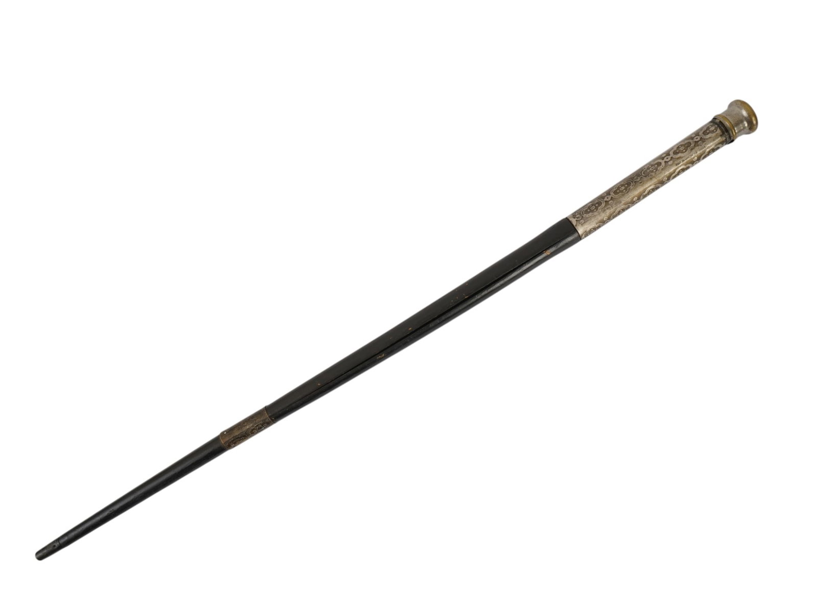 ANTIQUE AMERICAN HARDWOOD AND METAL WALKING CANE (1 of 9)