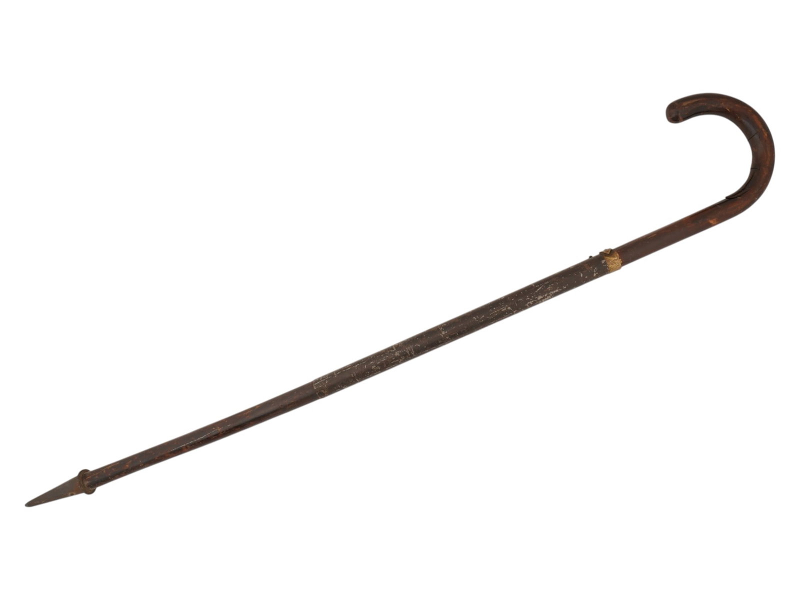 ANTIQUE CARVED WOOD AND METAL WALKING CANE (1 of 8)