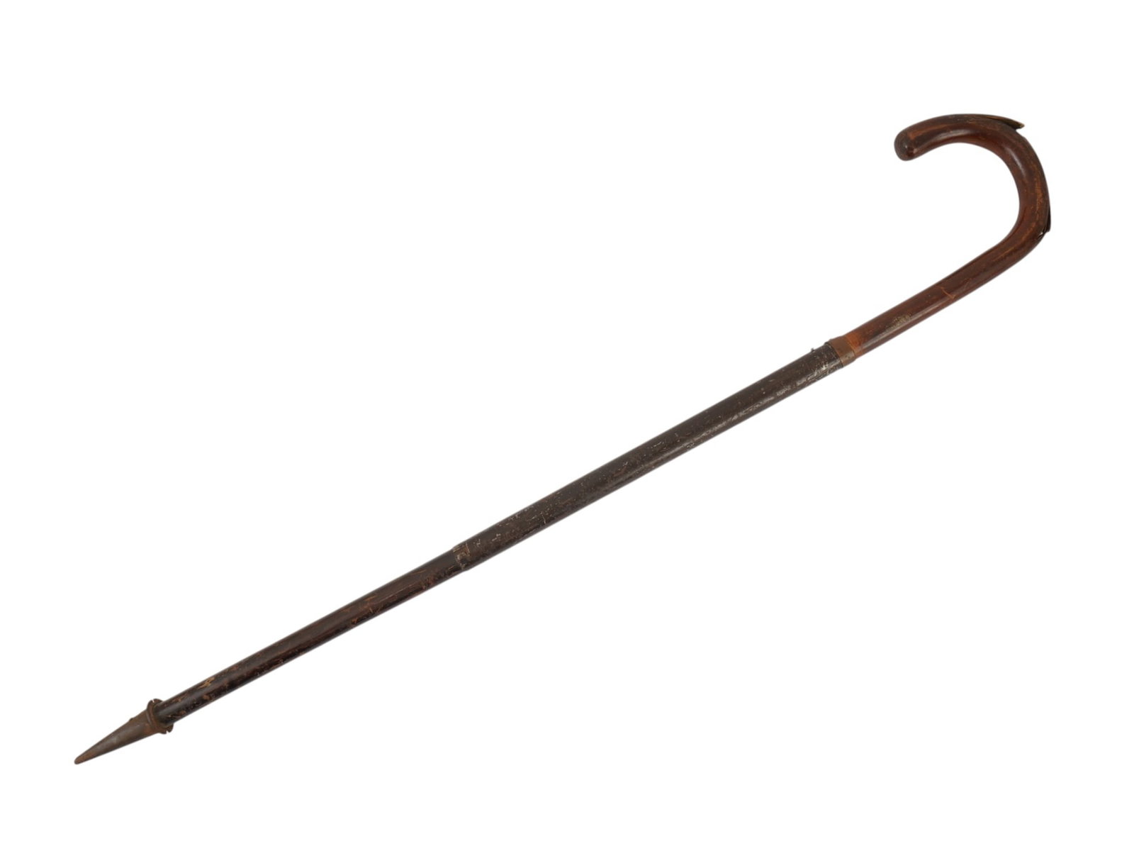 ANTIQUE CARVED WOOD AND METAL WALKING CANE (1 of 9)