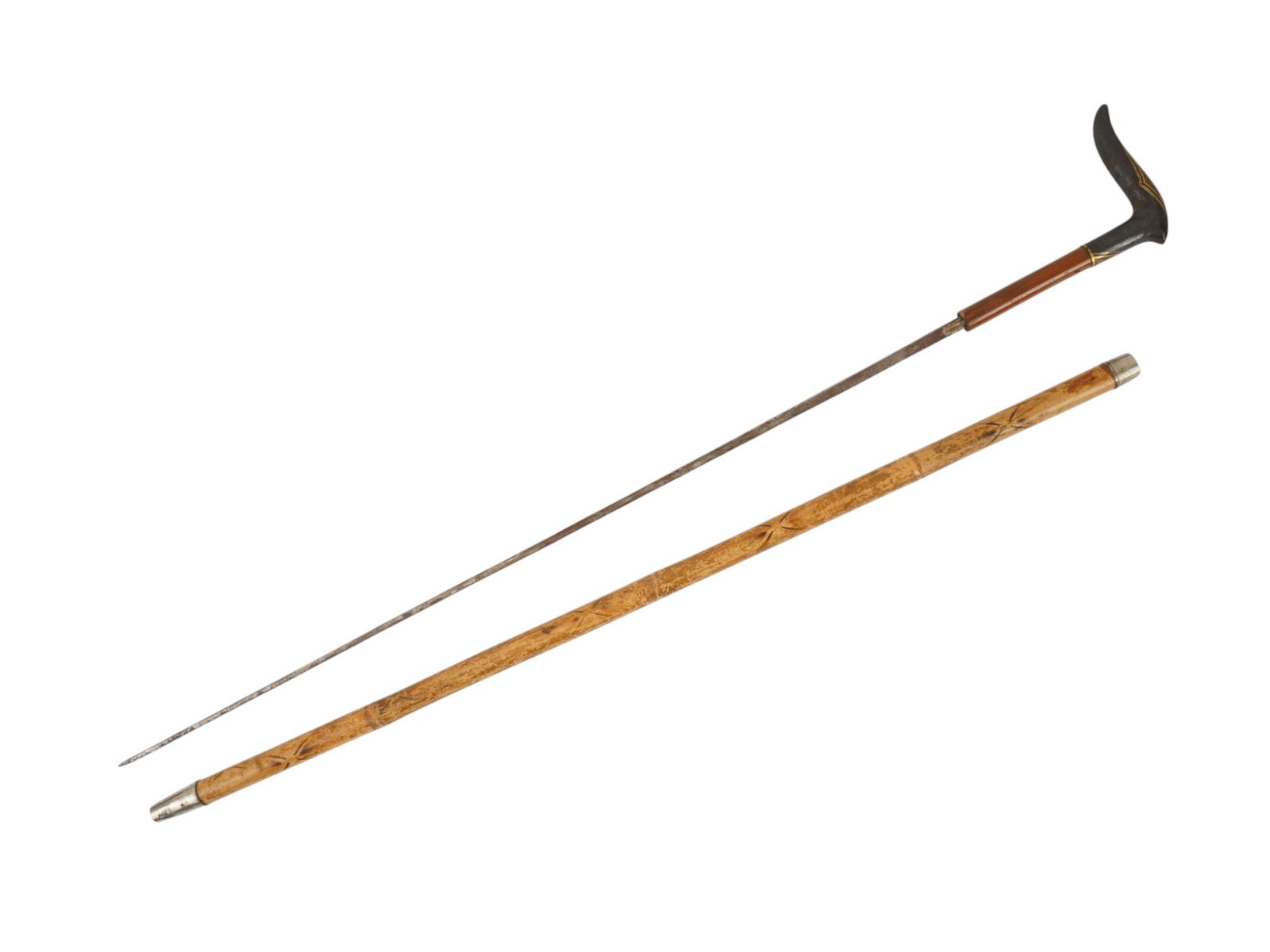 ANTIQUE EUROPEAN WALKING SWORD CANE WITH A STEEL BLADE (1 of 10)