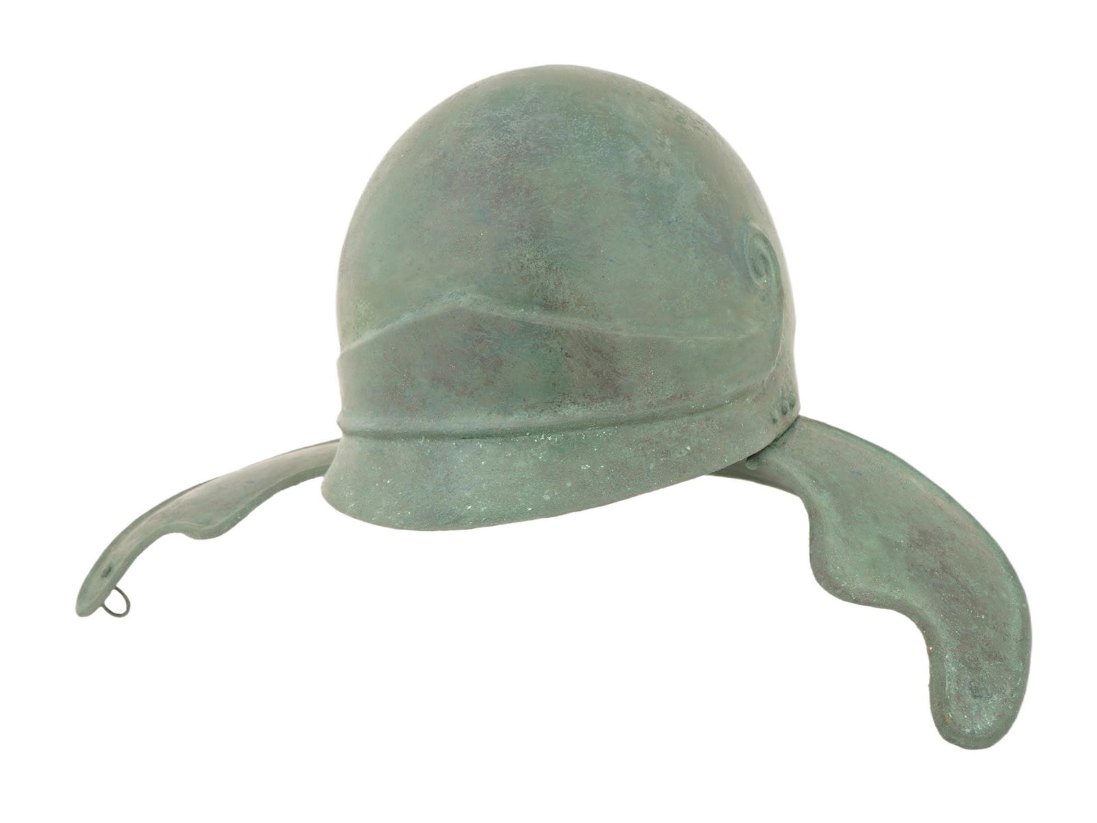 ANCIENT HELLENISTIC ATTIC BRONZE HELMET W CHEEK GUARDS (1 of 7)