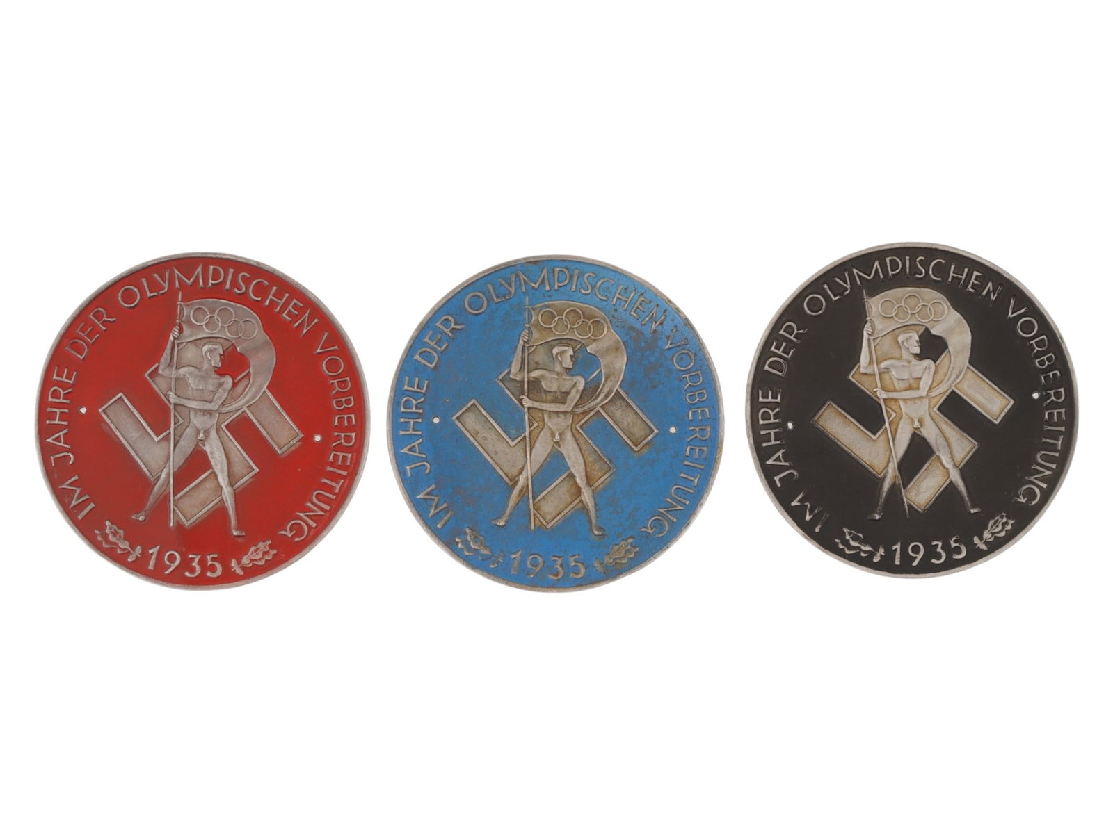 SET OF THREE 1935 PRE OLYMPIC GAMES COMPETITION PLAQUES (1 of 5)