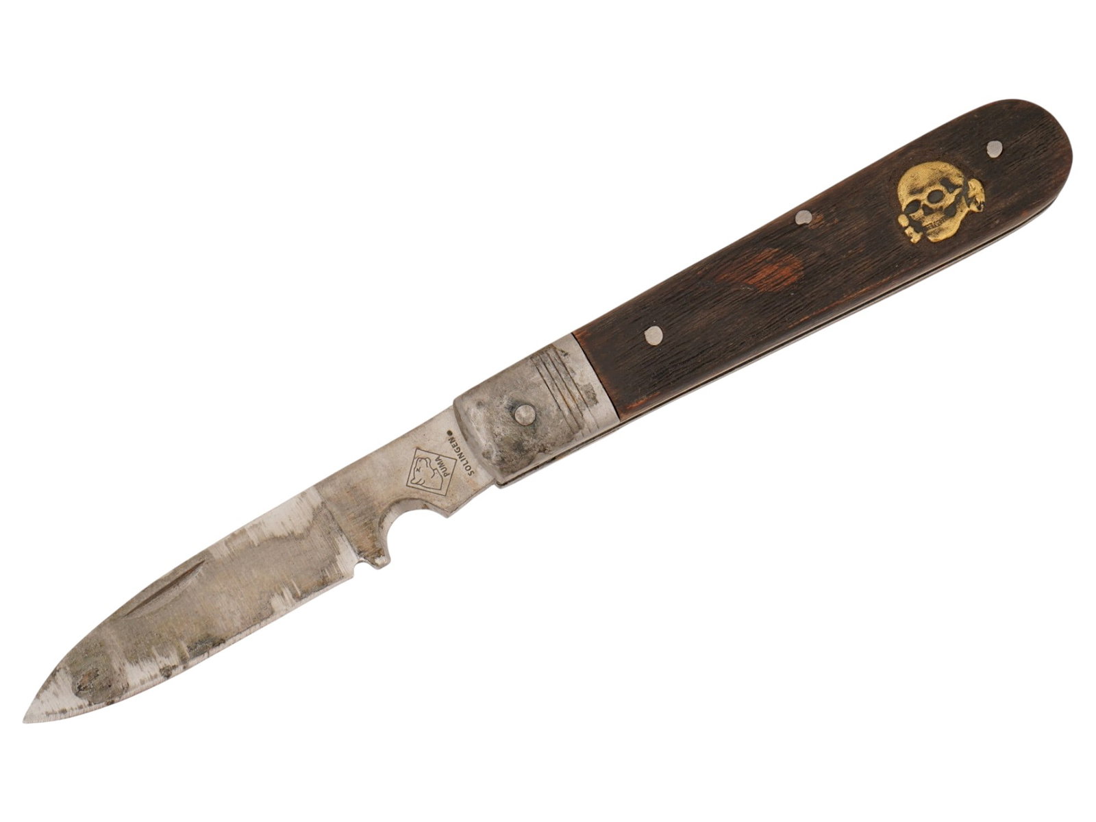 GERMAN WWII TYPE SS TOTENKOPF POCKET KNIFE BY SOLINGEN (1 of 10)