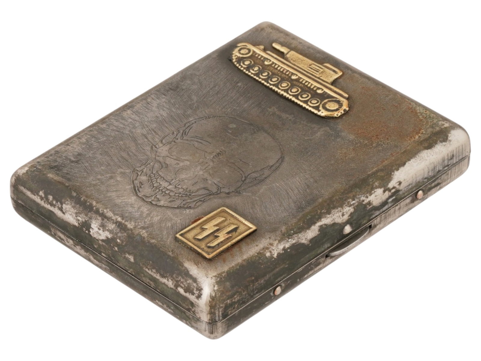 WWII TYPE GERMAN WAFFEN SS PANZER TROOPS CIGARETTE CASE (1 of 8)