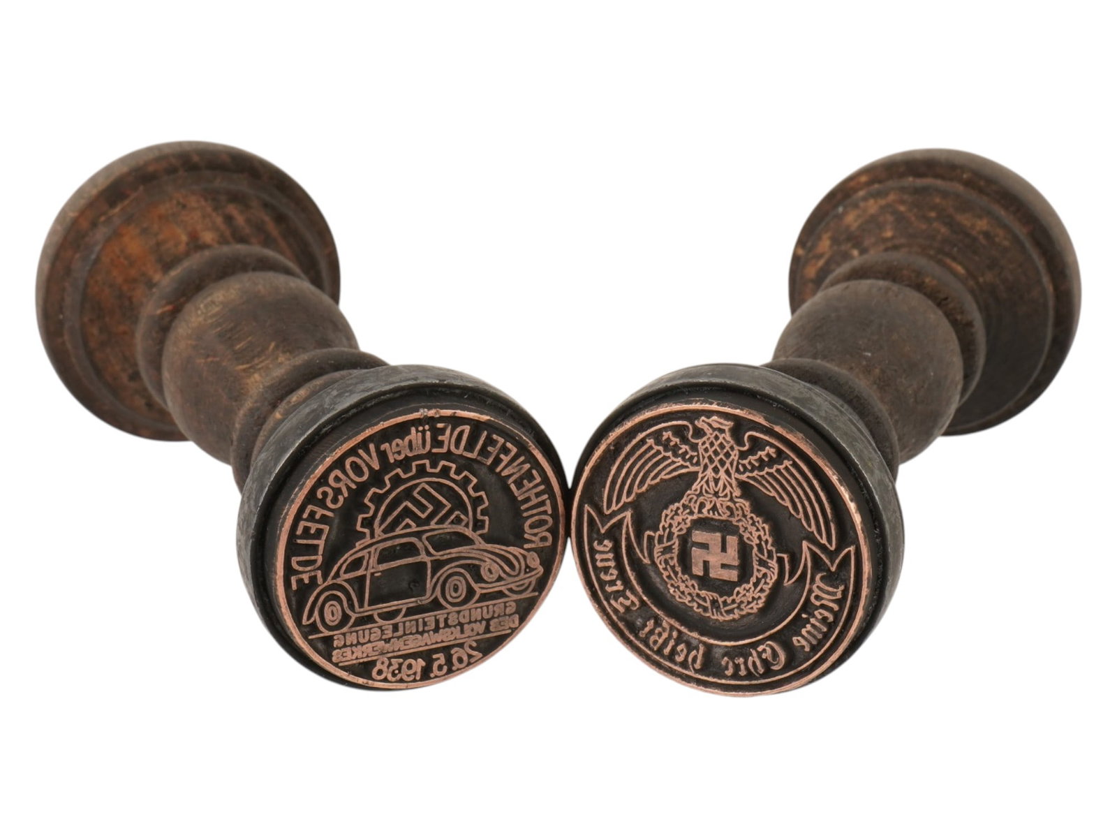 PAIR OF WWII TYPE NAZI GERMAN HAND STAMPS (1 of 5)
