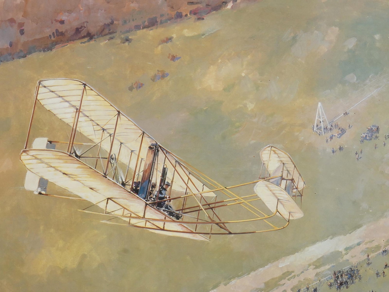 1908 WRIGHT BROTHERS FLIGHT COLOR LITHOGRAPH SIGNED - 2