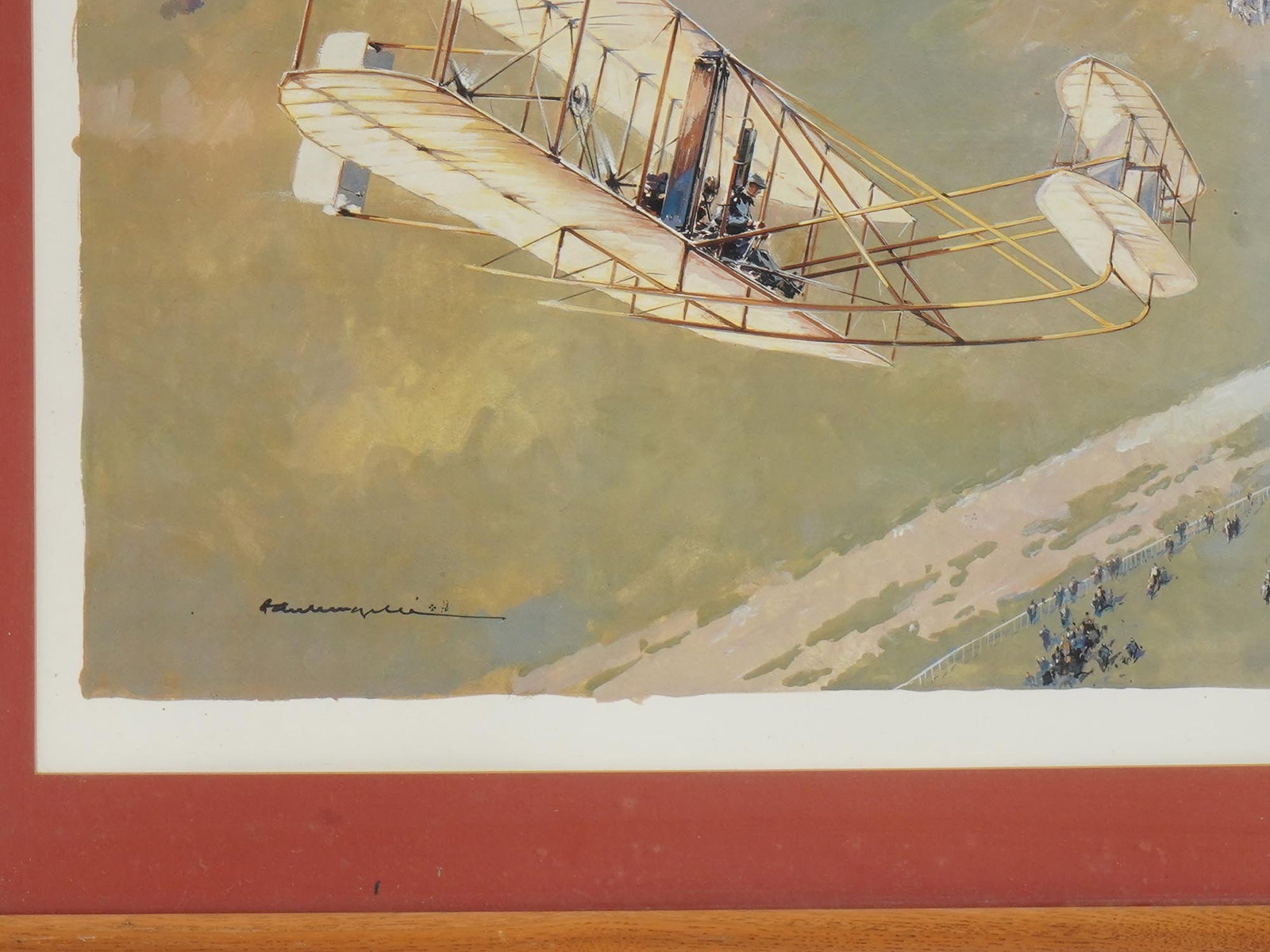 1908 WRIGHT BROTHERS FLIGHT COLOR LITHOGRAPH SIGNED - 3