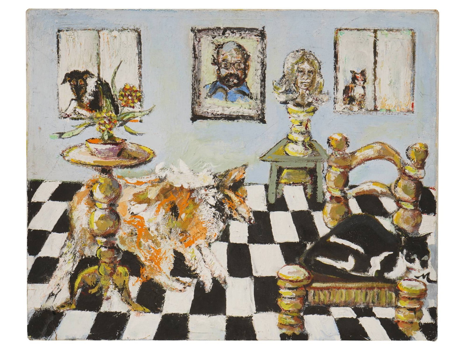 CONTEMPORARY EXPRESSIONIST PAINTING OF INTERIOR SCENE (1 of 4)