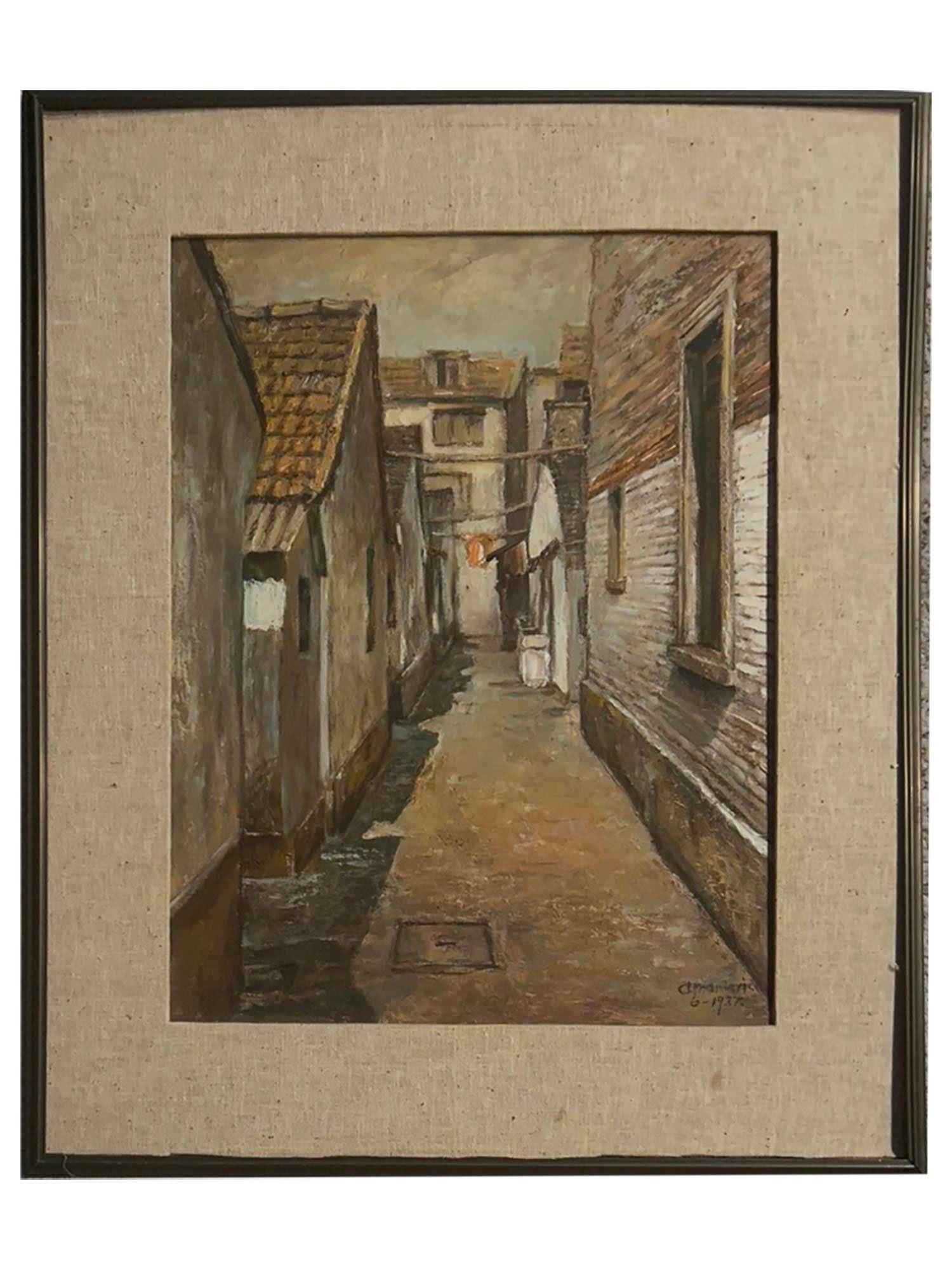 ATTR ABRAHAM MANIEVICH CITYSCAPE OIL PAINTING (1 of 5)