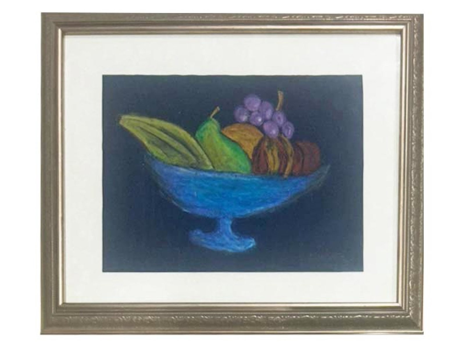 RUSSIAN PAINTING SIGNED DAVID BURLIUK STILL LIFE FRUITS: A pastel painting on velvet paper titled Still Life with Fruits. Signed in the lower right by avant-garde artist David Burliuk, Russian, 1882 to 1967, and dated to the 1960s. Known for bridging tradit