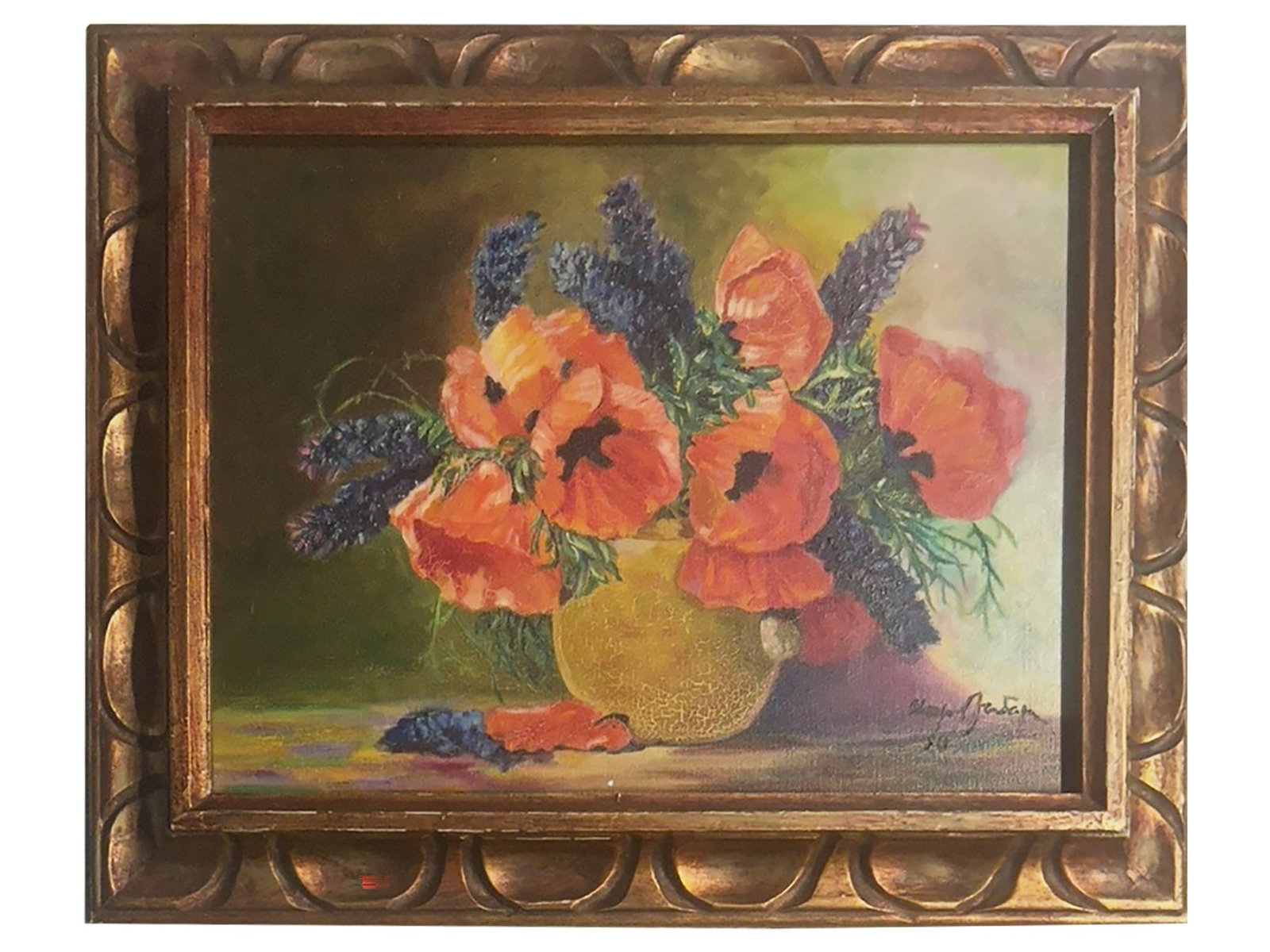 ATTR TO IGOR GRABAR RUSSIAN STILL LIFE OIL PAINTING: Attributed to Igor Emmanuilovich Grabar, Russian, 1871 to 1960, oil painting on canvas, Bouquet of Flowers, depicting a still life with flowers, 1954. Signed and dated 54, lower right. Framed. Igor Em