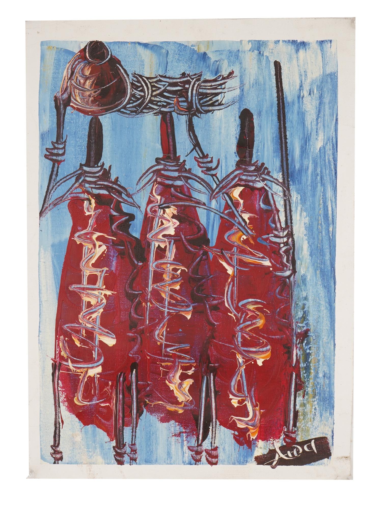 AFRICAN MAASAI TRIBE OF KENYA OIL PAINTING BY AIDA (1 of 5)