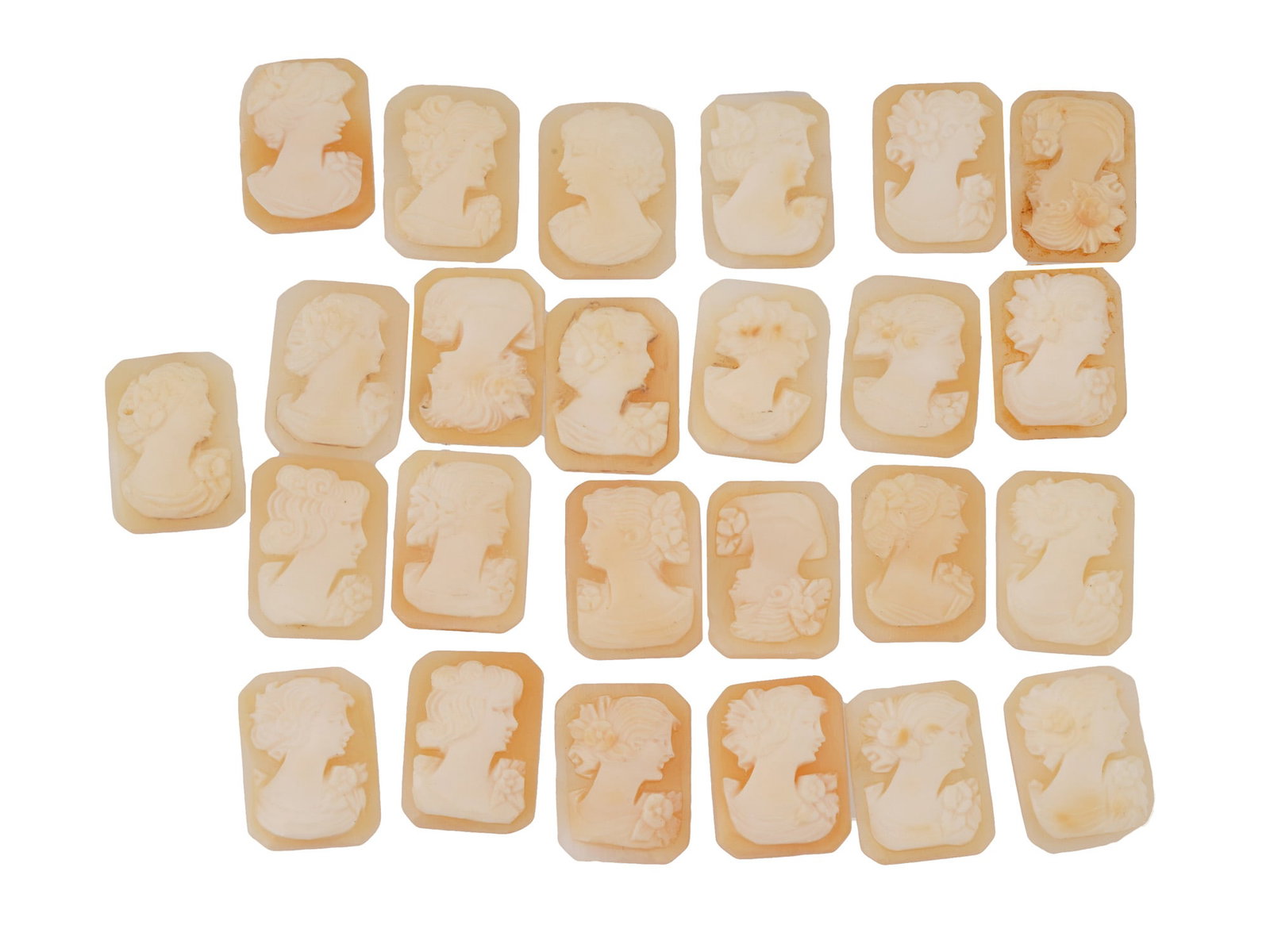 COLLECTION OF FEMALE PORTRAIT CARVED SHELL CAMEOS (1 of 3)