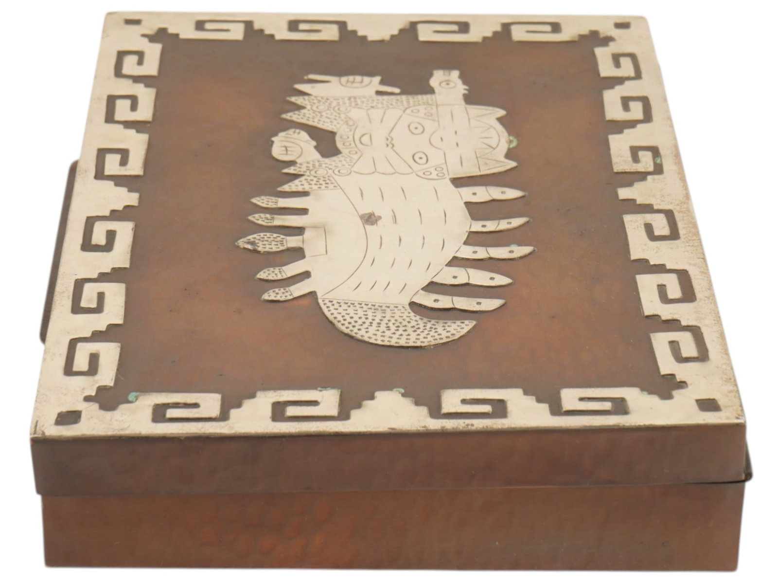 PERUVIAN VICKY COPPER AND STERLING SILVER BOX - 4