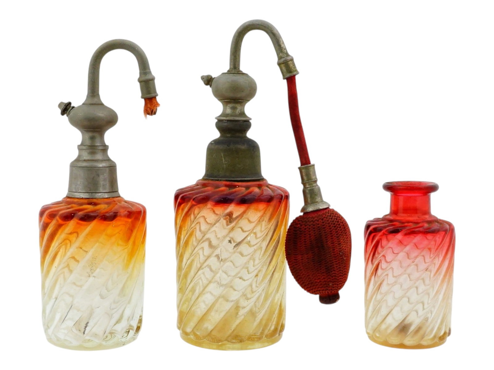 ANTIQUE BACCARAT BAMBOO CRANBERRY PERFUME BOTTLES (1 of 9)