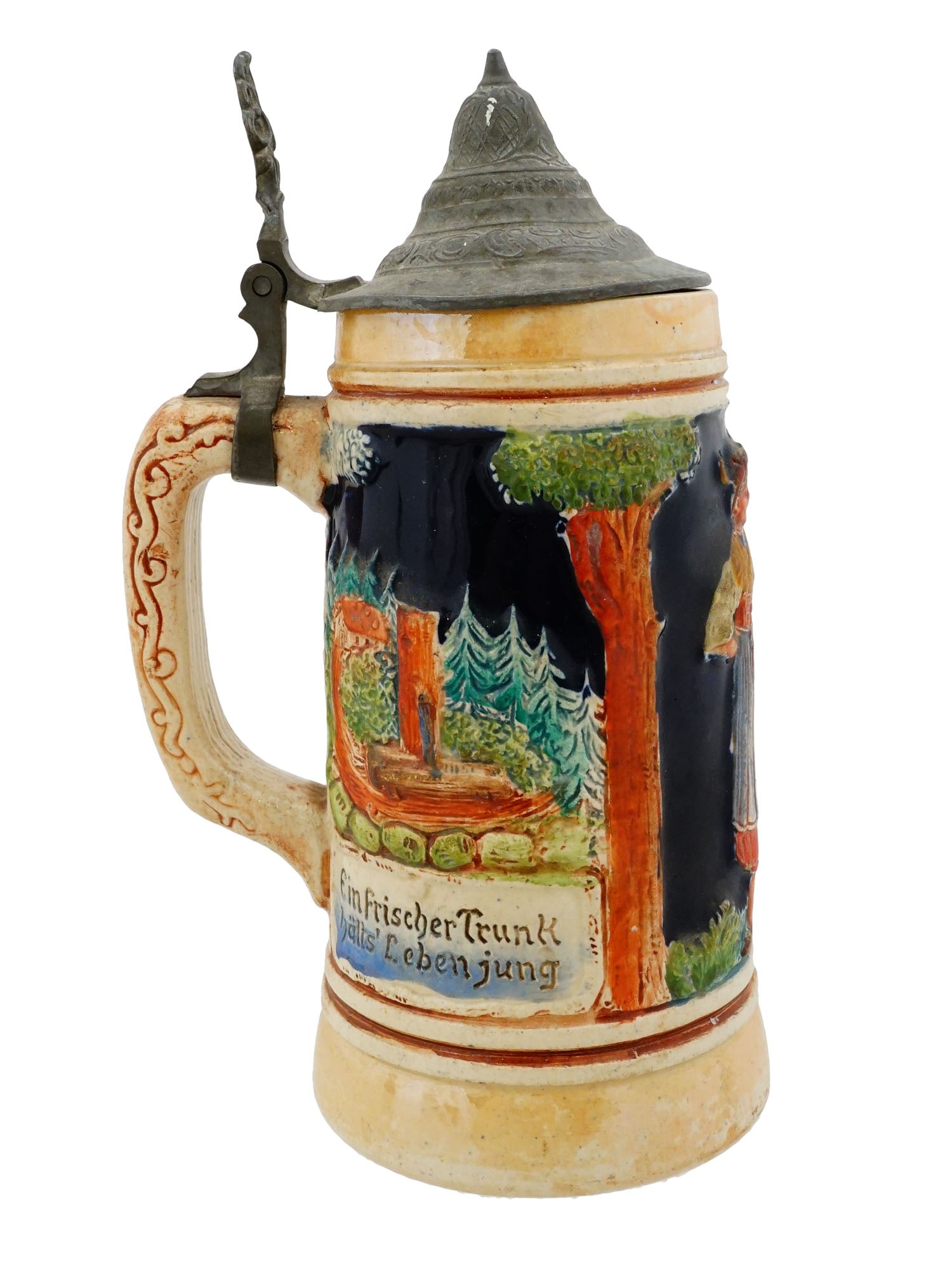 WESTERN GERMAN LIDDED STONEWARE BEER STEIN W HANDLE (1 of 13)