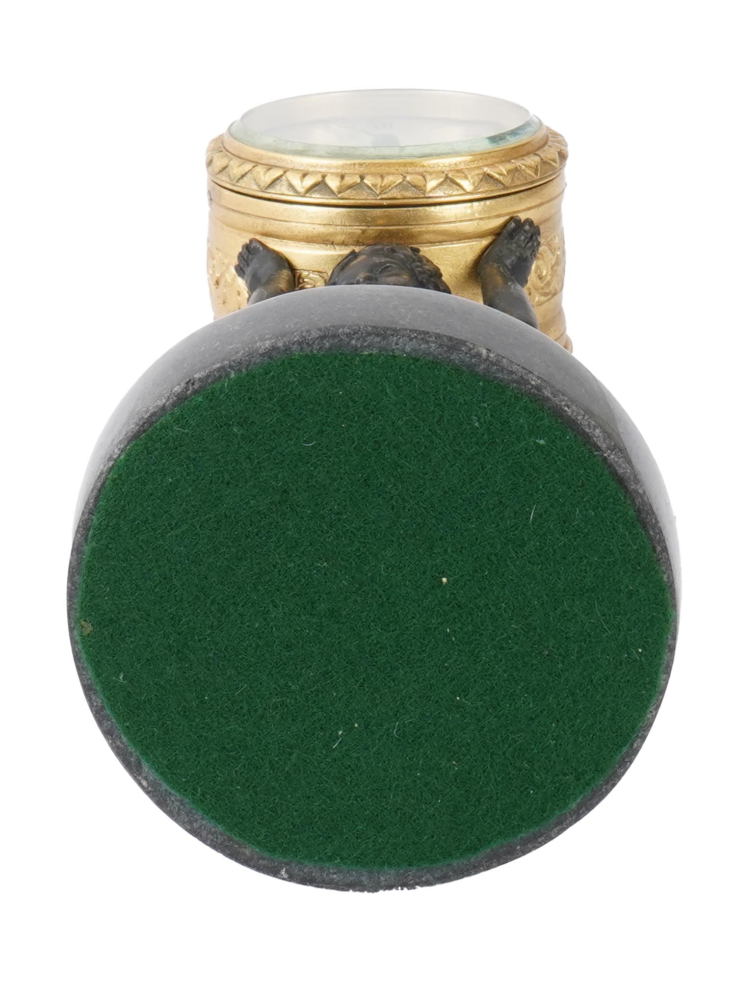 FRENCH BRONZE CLOCK MARBLE BASE W PLATFORM ESCAPEMENT - 6