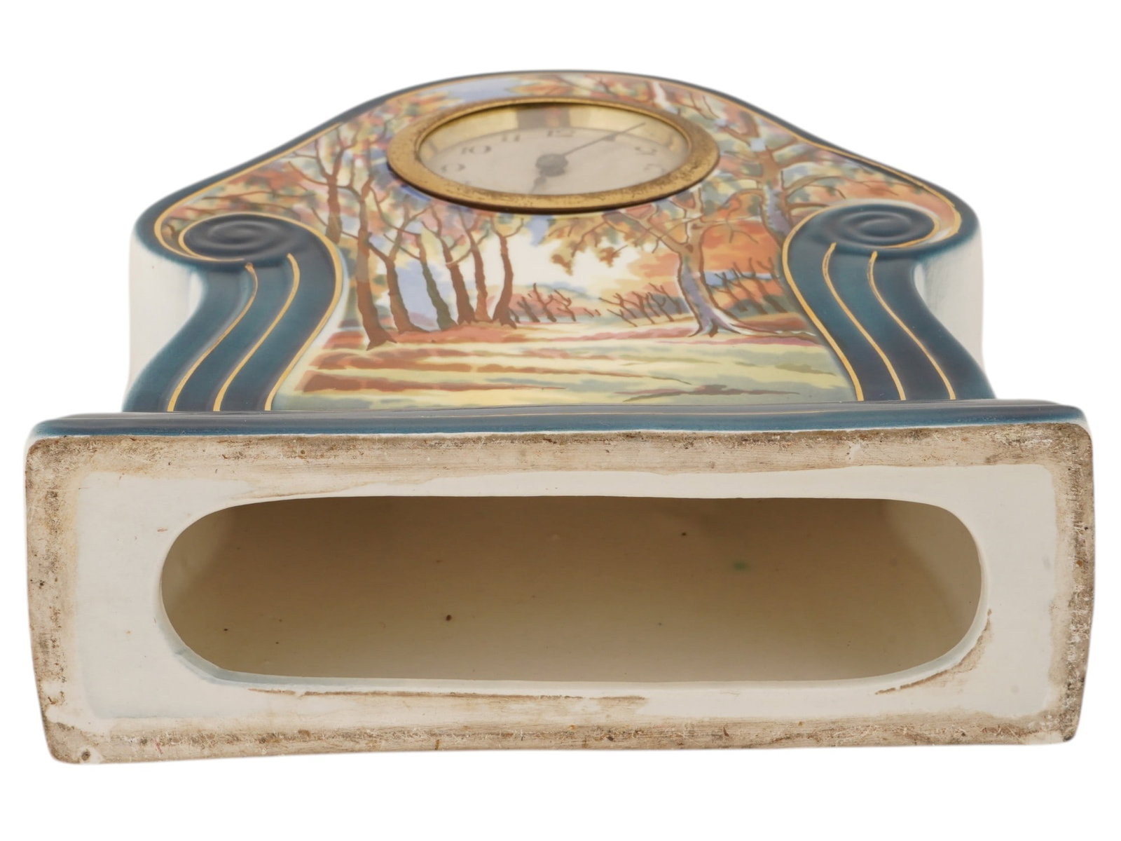 VINTAGE GERMAN HAND PAINTED CERAMIC TABLE CLOCK - 6