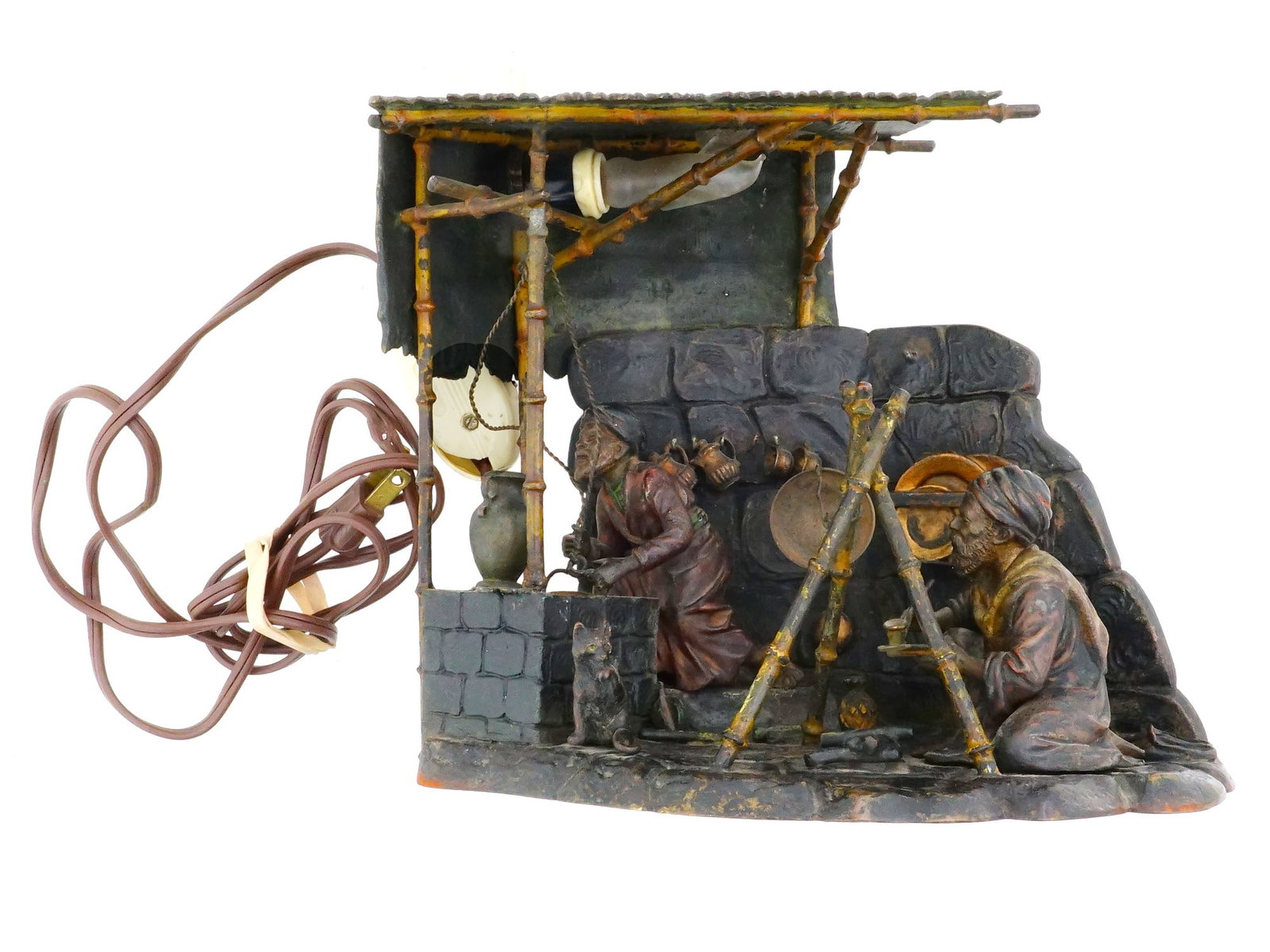 ANTIQUE AUSTRAIN ORIENTALIST BRONZE LAMP KITCHEN (1 of 10)