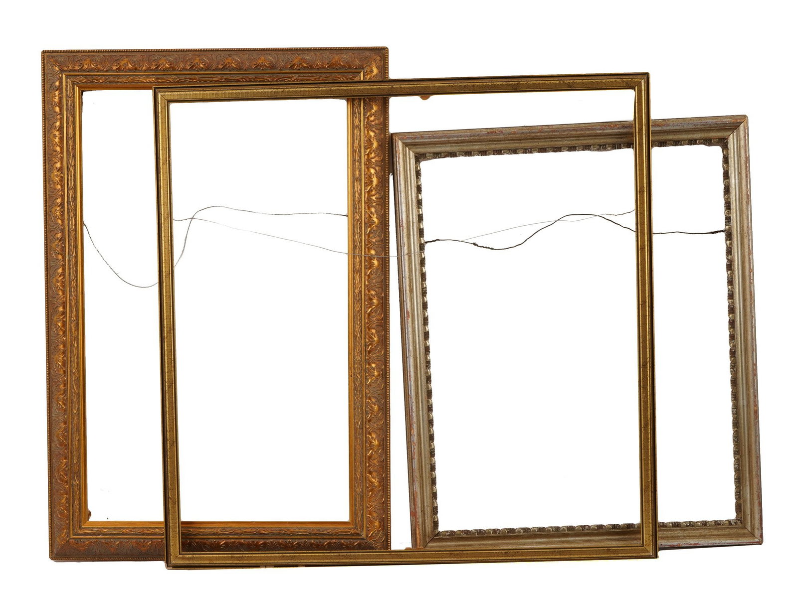 THREE VINTAGE CARVED WOOD GILT PICTURE FRAMES (1 of 7)