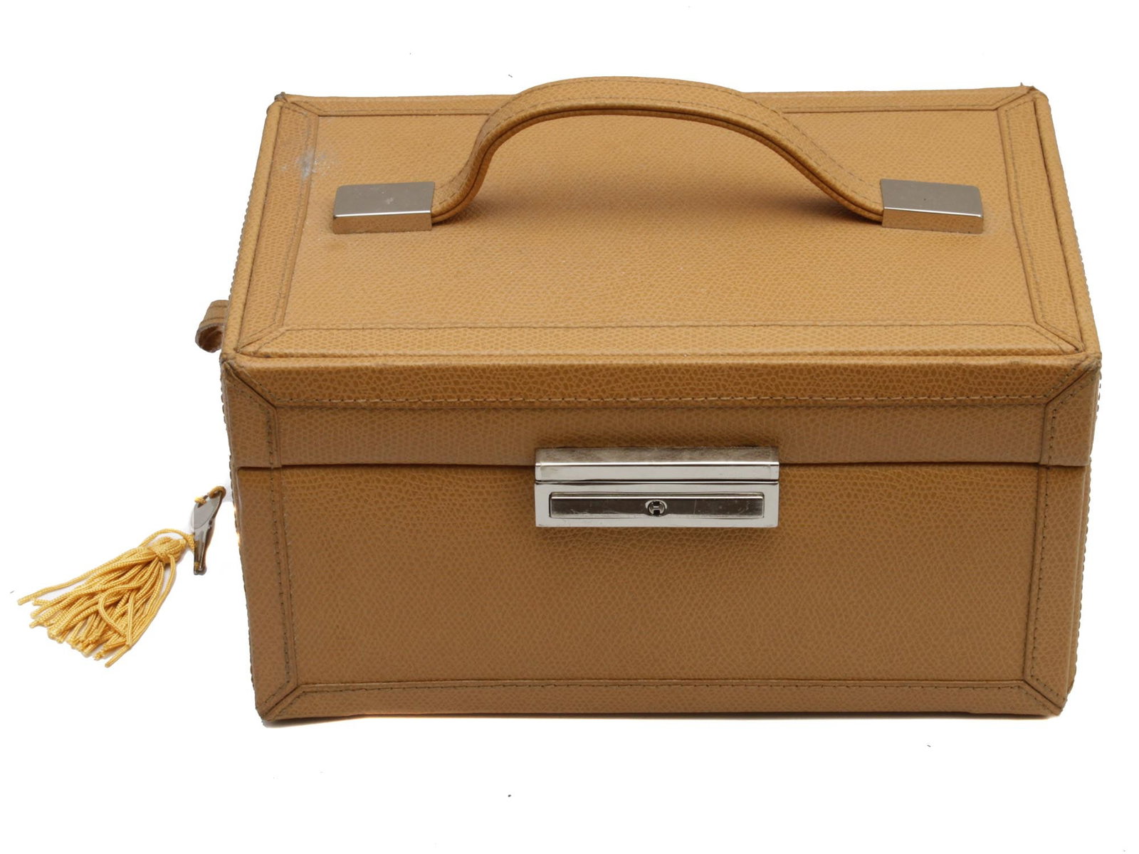 A VINTAGE WOLF DESIGNS LEATHER JEWELRY BOX (1 of 4)