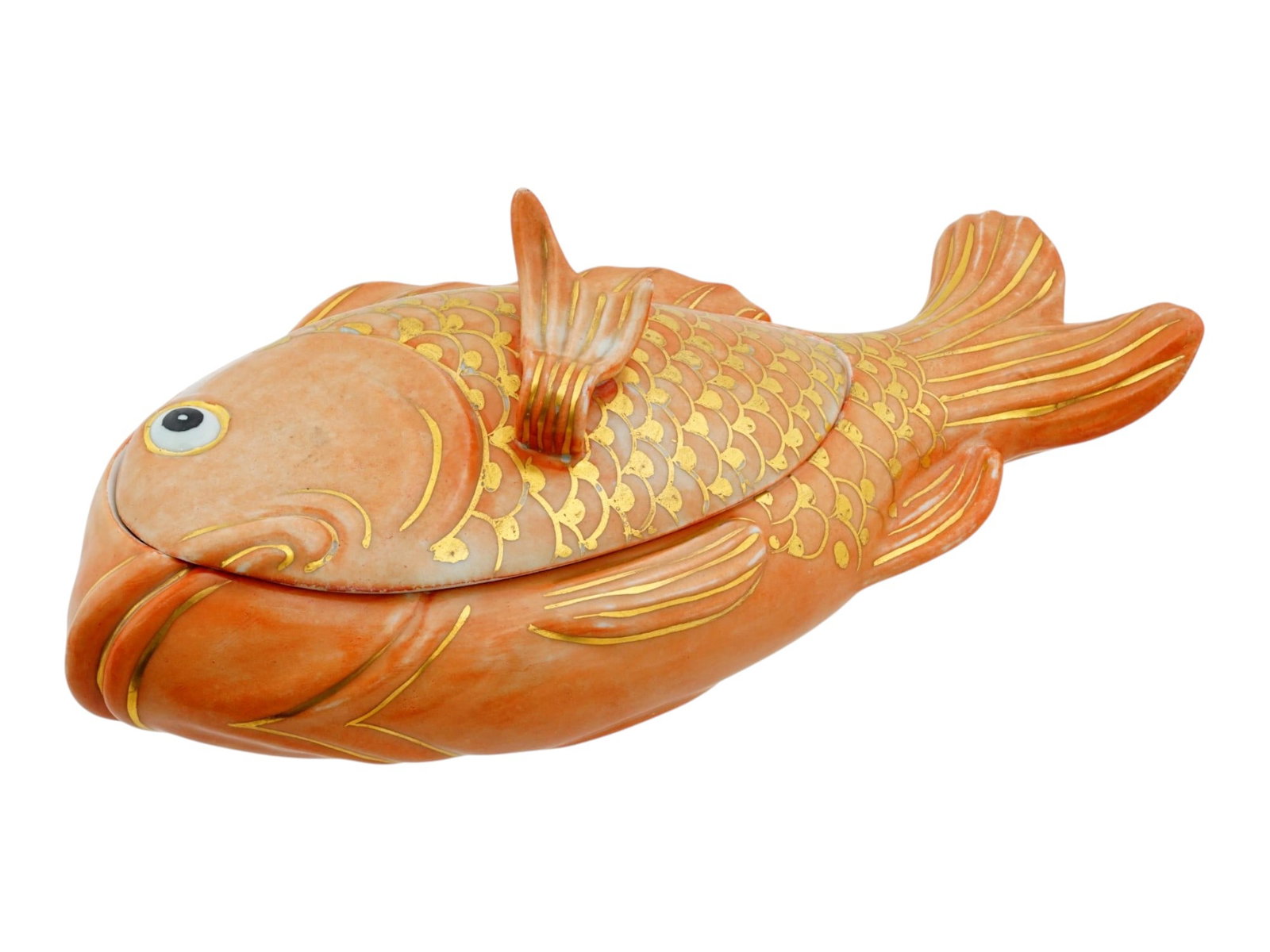 JAPANESE TAI FISH FIGURAL CERAMIC BOX WITH LID (1 of 8)