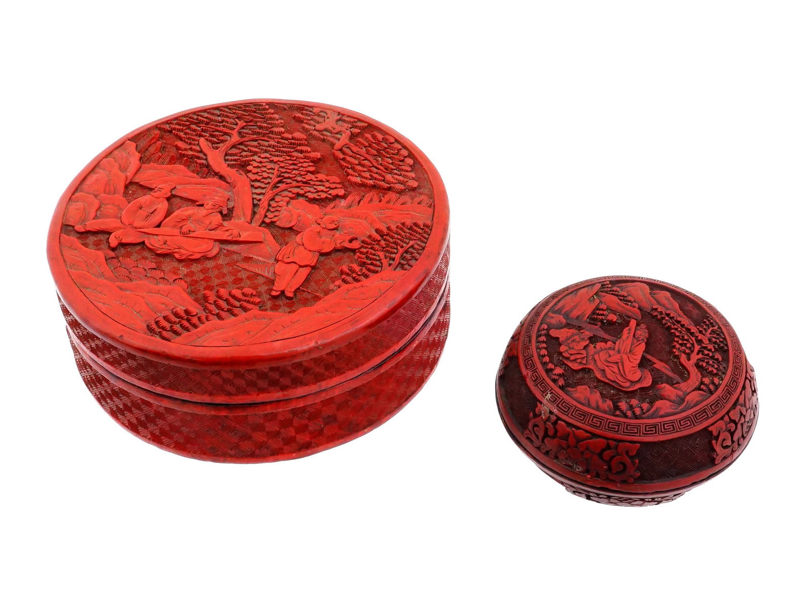 ANTIQUE CHINESE CINNABAR TRINKET OR JEWELRY BOXES (1 of 10)