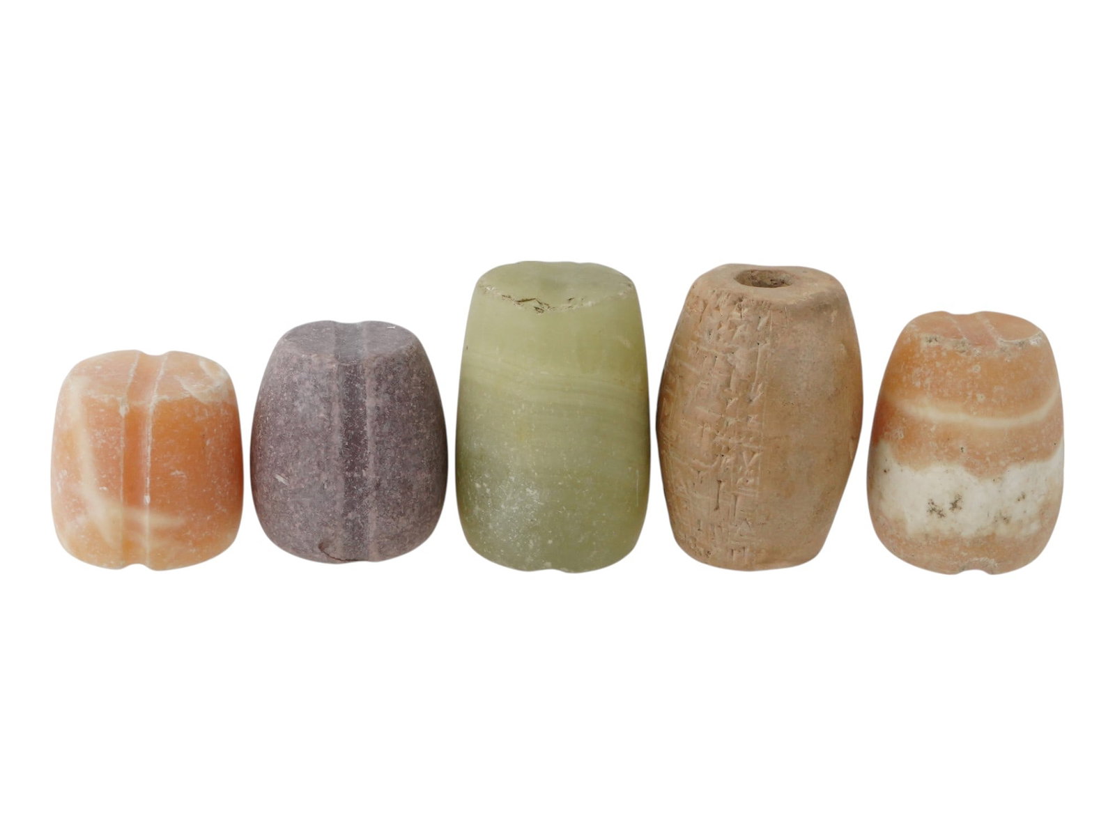 LOT OF BACTRIAN CARVED STONE CYLINDRICAL FORM IDOLS (1 of 5)