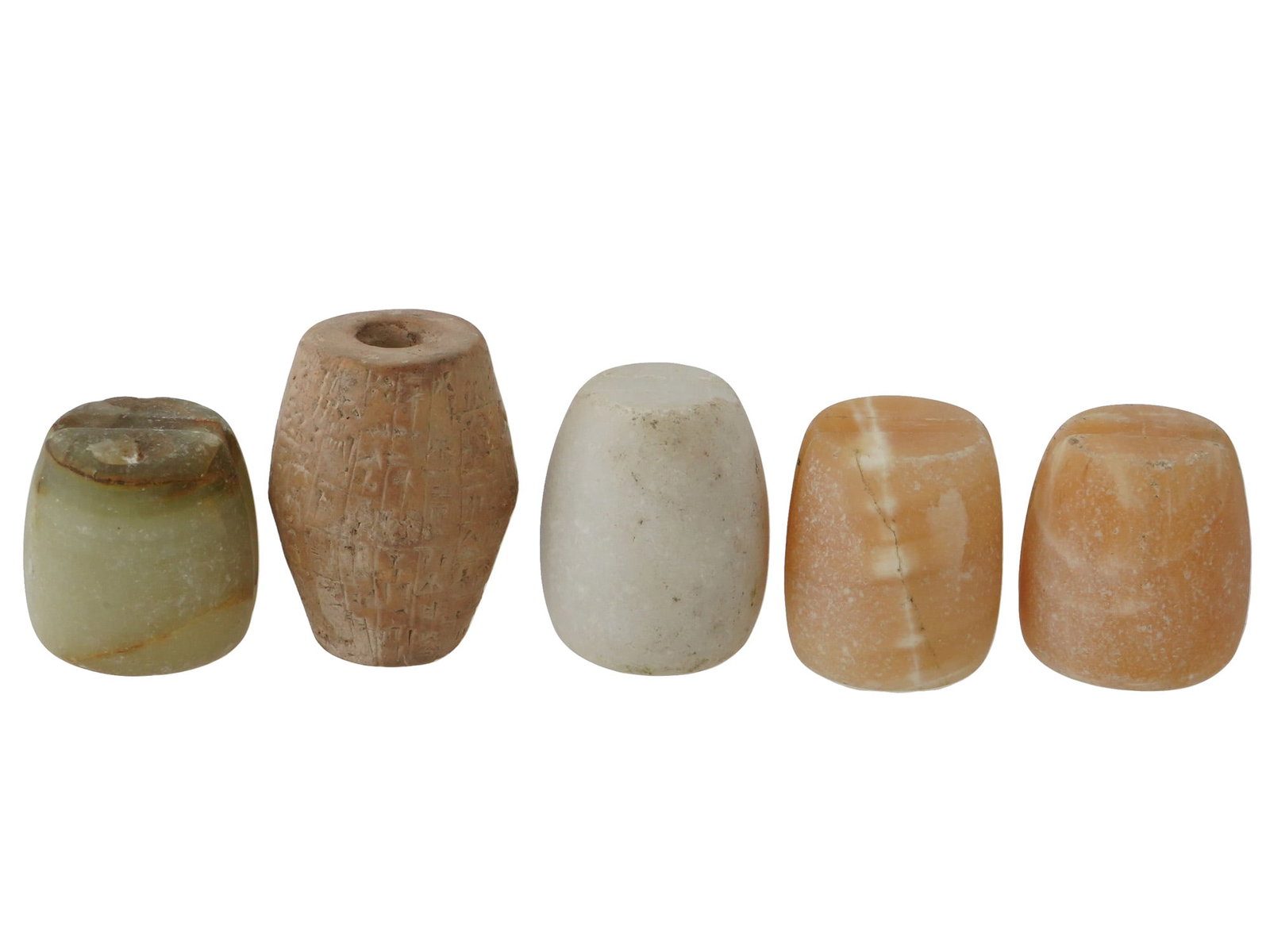 LOT OF BACTRIAN CARVED STONE CYLINDRICAL FORM IDOLS (1 of 5)