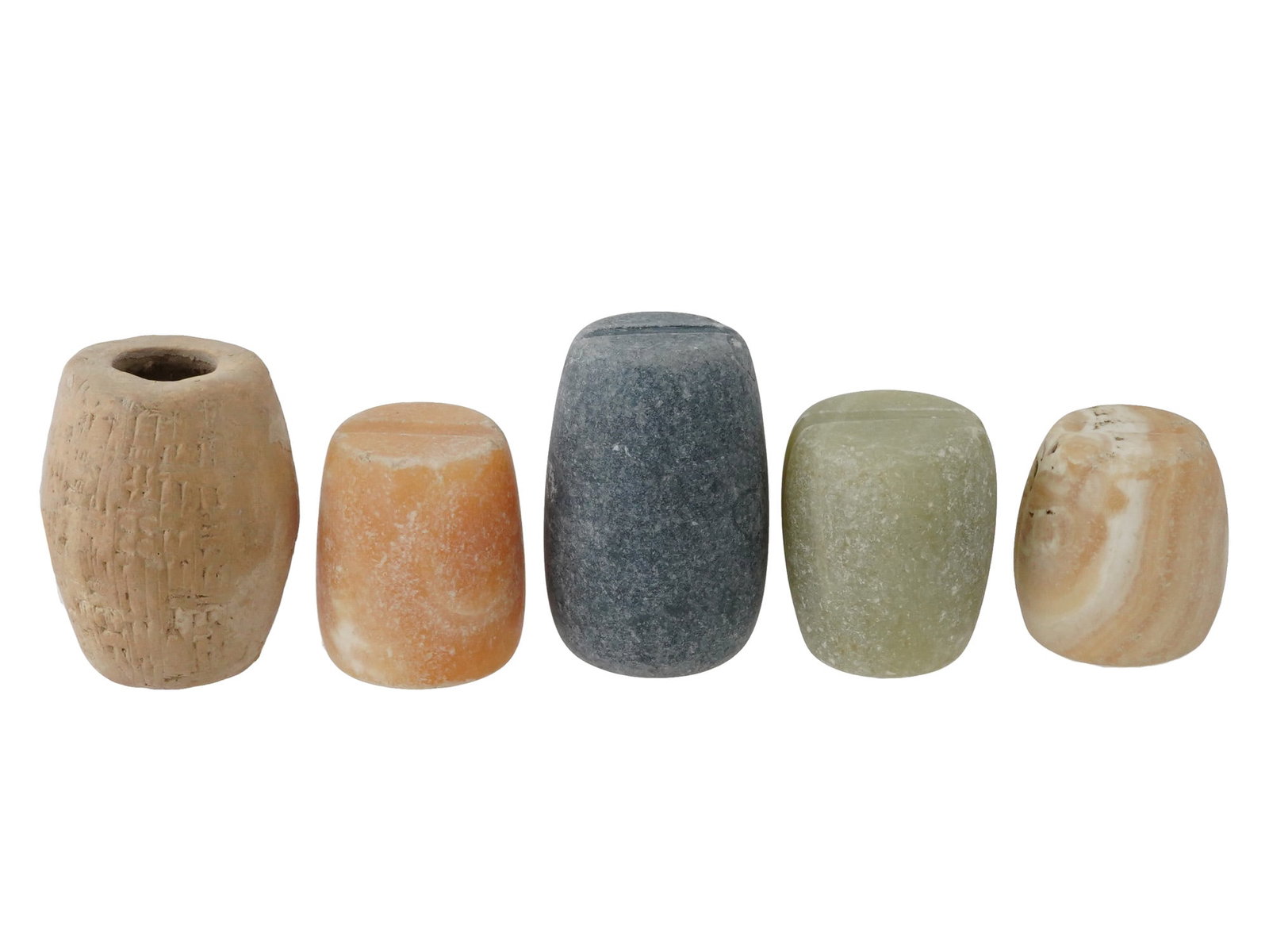 LOT OF BACTRIAN CARVED STONE CYLINDRICAL FORM IDOLS (1 of 5)