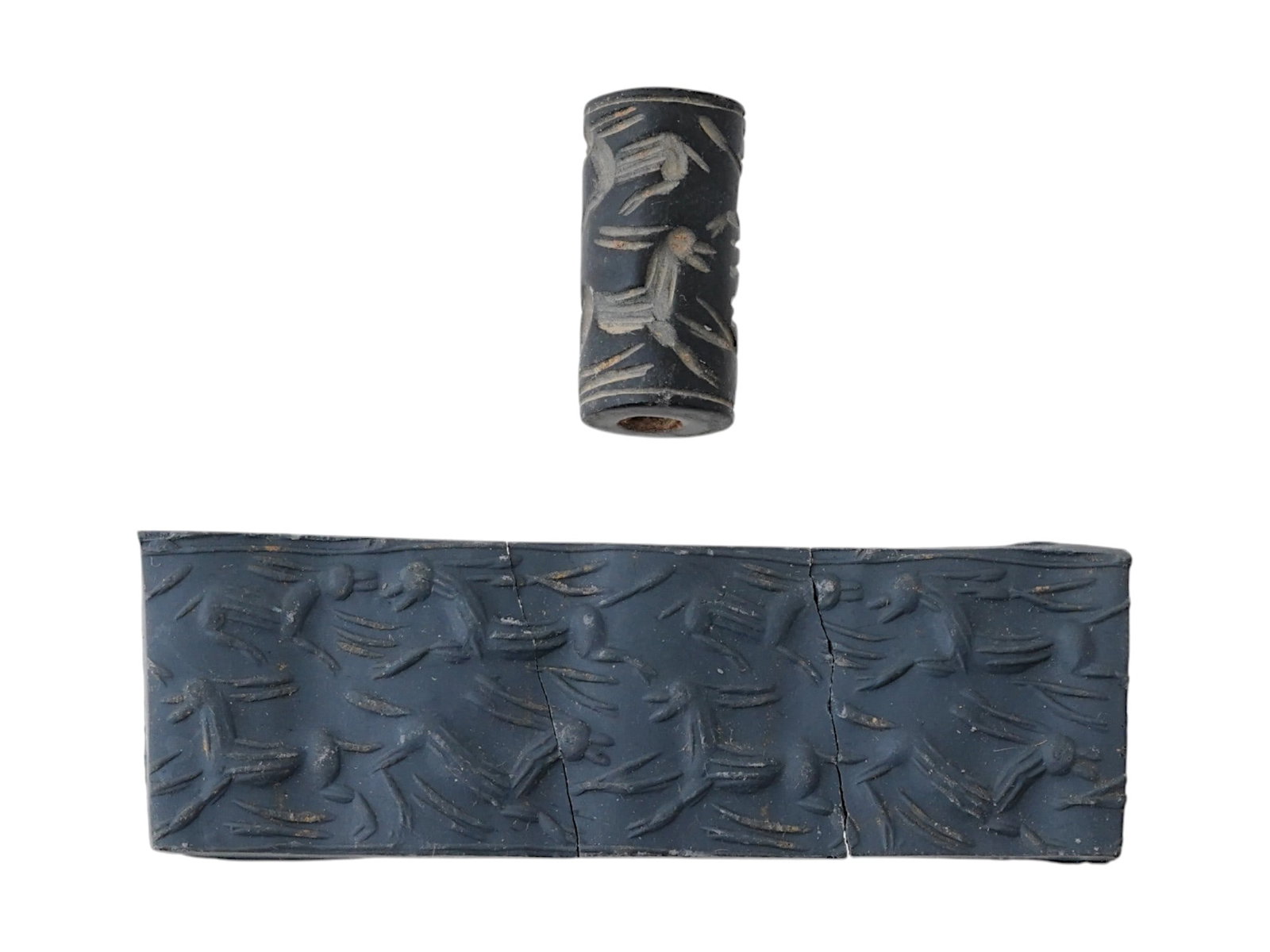 ANCIENT SUMERIAN ANIMAL CARVED STONE CYLINDER SEAL (1 of 6)