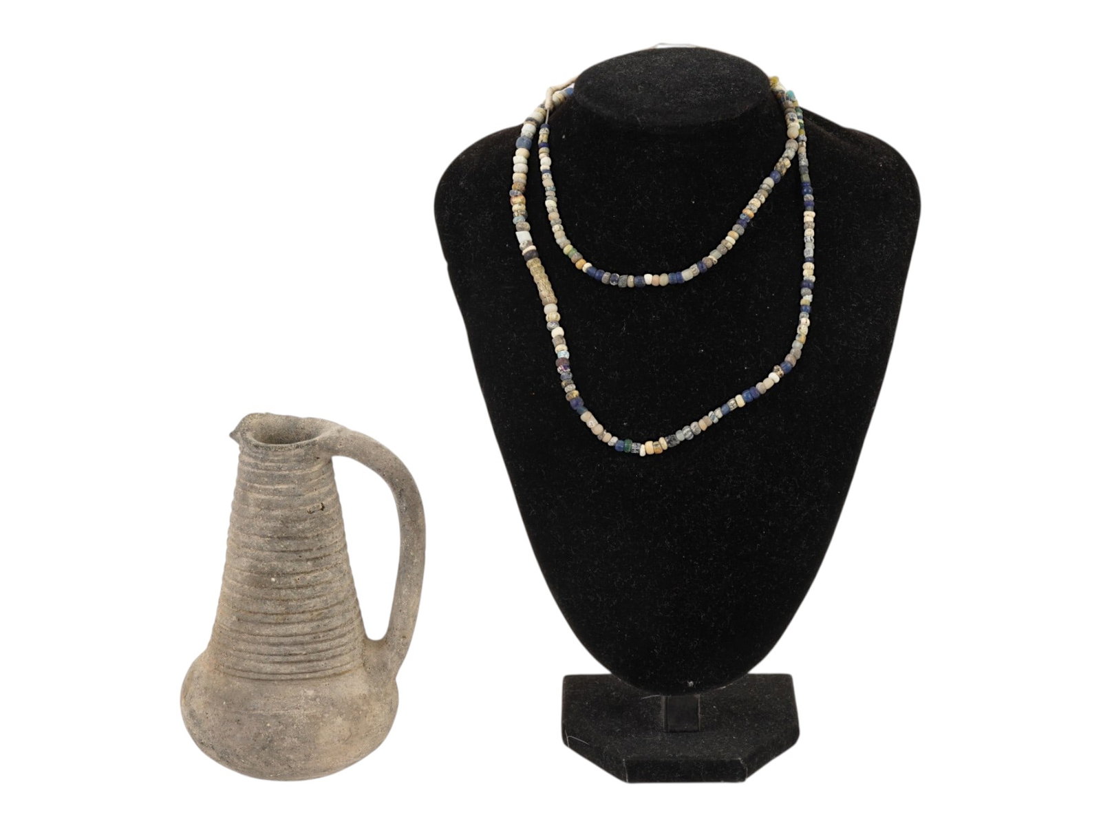 ANCIENT ROMAN TERACOTTA PITCHER AND BEADED NECKLACE (1 of 6)