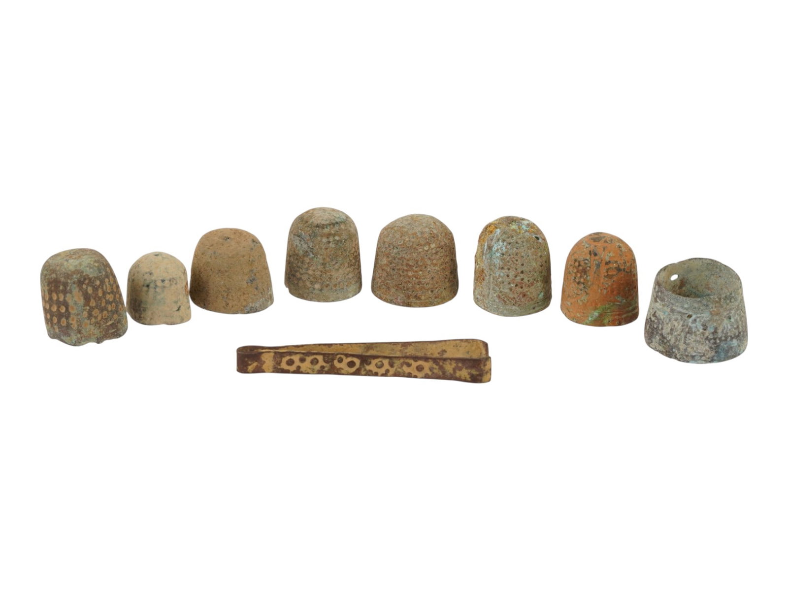 ANCIENT ROMAN BYZANTINE THIMBLES AND A TWEEZER (1 of 9)