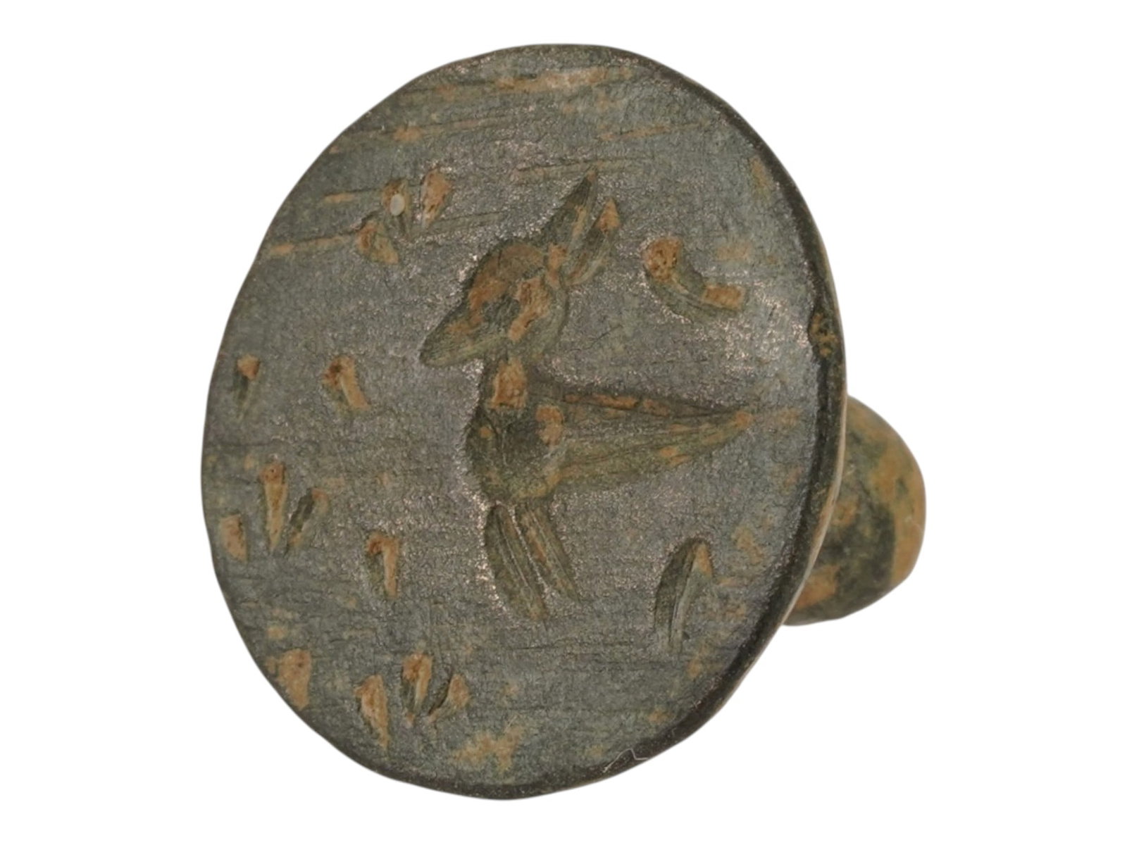ANCIENT NEAR EASTERN BRONZE SEAL PENDANT OF A BIRD (1 of 5)