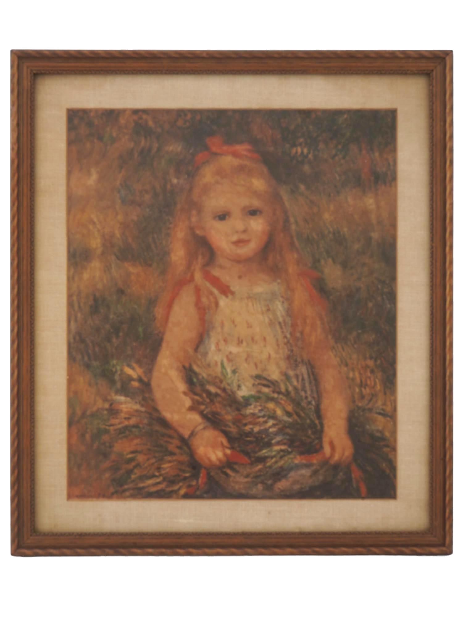 VINTAGE PRINT AUGUSTE RENOIR GIRL CARRYING FLOWERS (1 of 3)