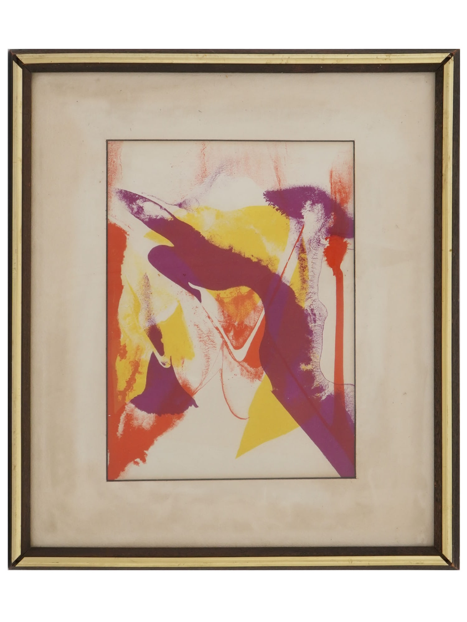 AMERICAN ABSTRACT LITHOGRAPH AFTER PAUL JENKINS: A color lithograph on paper depicting an abstract expressionist composition after Paul Jenkins, American, 1923 to 2012. Framed. An example of post World War II American abstraction by Paul Jenkins, on