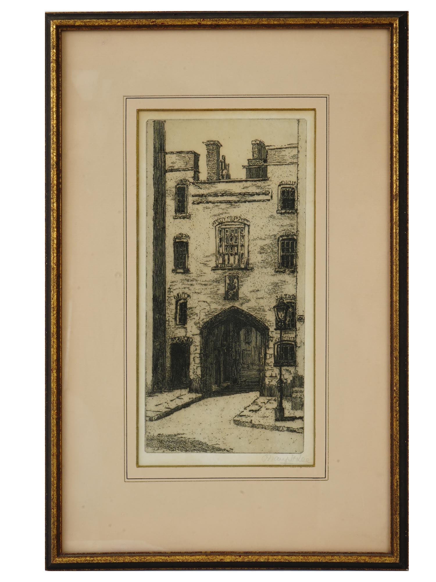 VINTAGE AMERICAN ETCHING ON PAPER BY MARY LEE (1 of 5)